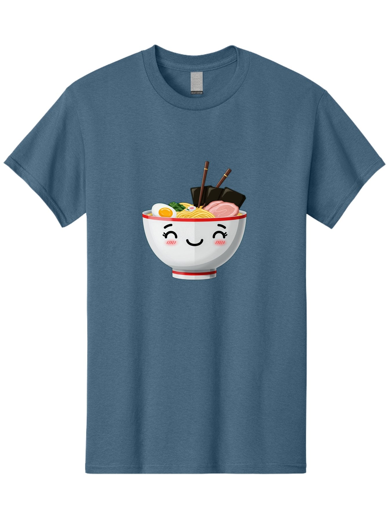 Ramen-1 Men'S Graphic Tee, 100% Cotton, Comfortable Casual Summer Wear, Machine Washable, Steaming Bowl Of Ramen, Savory Noodles, Boiled Egg, Sliced Pork, Seaweed, Chopsticks, Cute Cartoon Character, Japanese Cuisine, Food Illustration, Bae698 8