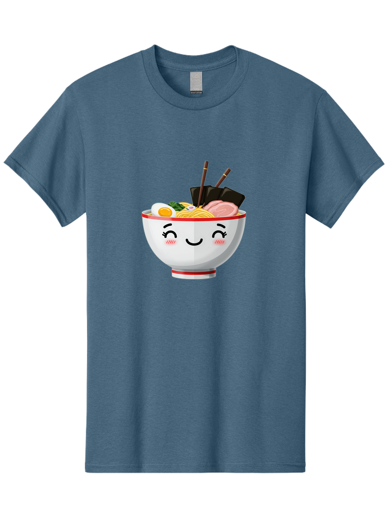 Ramen-1 Men'S Graphic Tee, 100% Cotton, Comfortable Casual Summer Wear, Machine Washable, Steaming Bowl Of Ramen, Savory Noodles, Boiled Egg, Sliced Pork, Seaweed, Chopsticks, Cute Cartoon Character, Japanese Cuisine, Food Illustration, Bae698 6