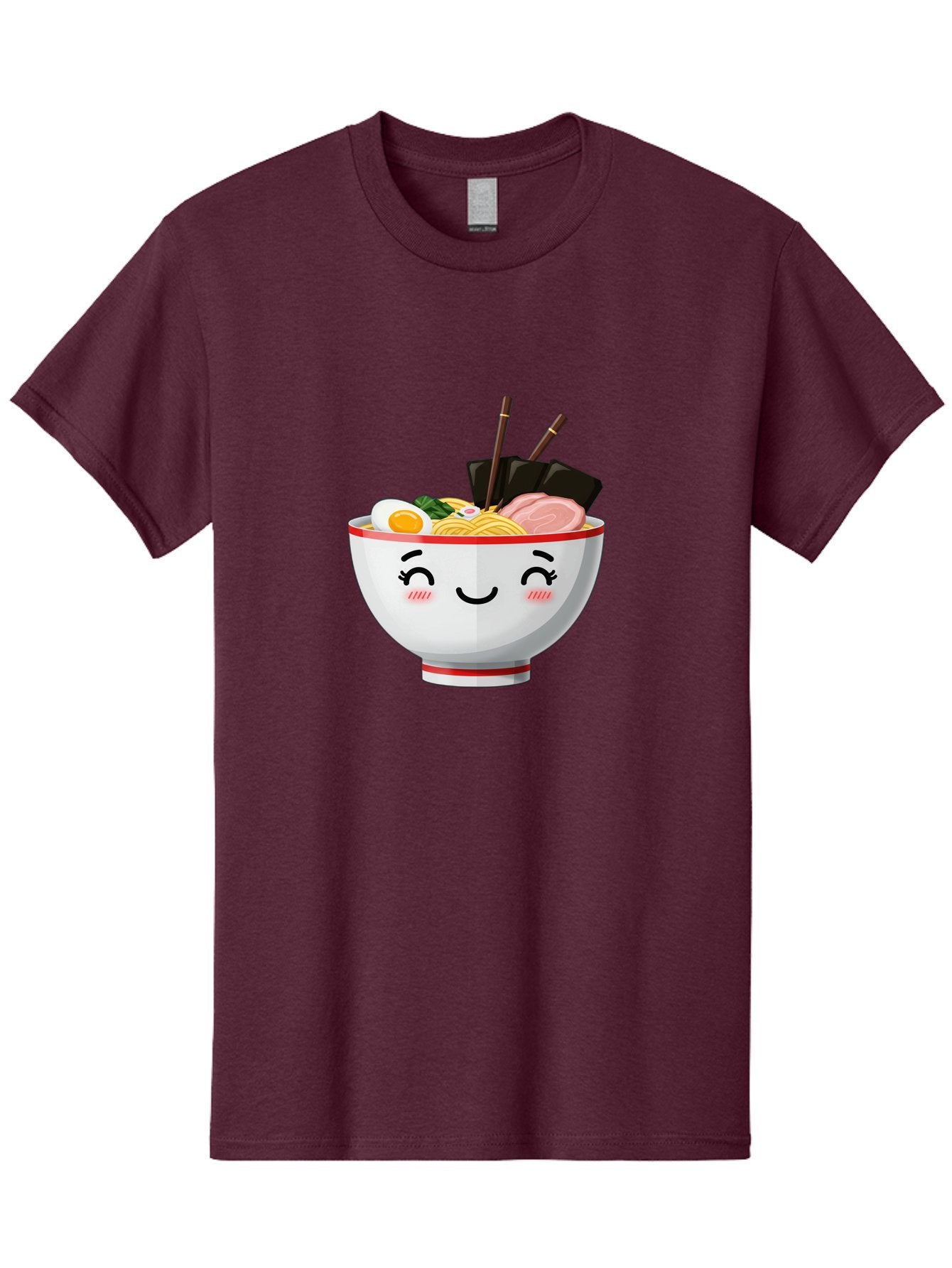 Ramen-1 Men'S Graphic Tee, 100% Cotton, Comfortable Casual Summer Wear, Machine Washable, Steaming Bowl Of Ramen, Savory Noodles, Boiled Egg, Sliced Pork, Seaweed, Chopsticks, Cute Cartoon Character, Japanese Cuisine, Food Illustration, Bae698 9