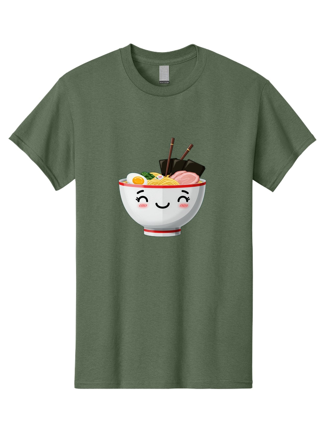 Ramen-1 Men'S Graphic Tee, 100% Cotton, Comfortable Casual Summer Wear, Machine Washable, Steaming Bowl Of Ramen, Savory Noodles, Boiled Egg, Sliced Pork, Seaweed, Chopsticks, Cute Cartoon Character, Japanese Cuisine, Food Illustration, Bae698 14