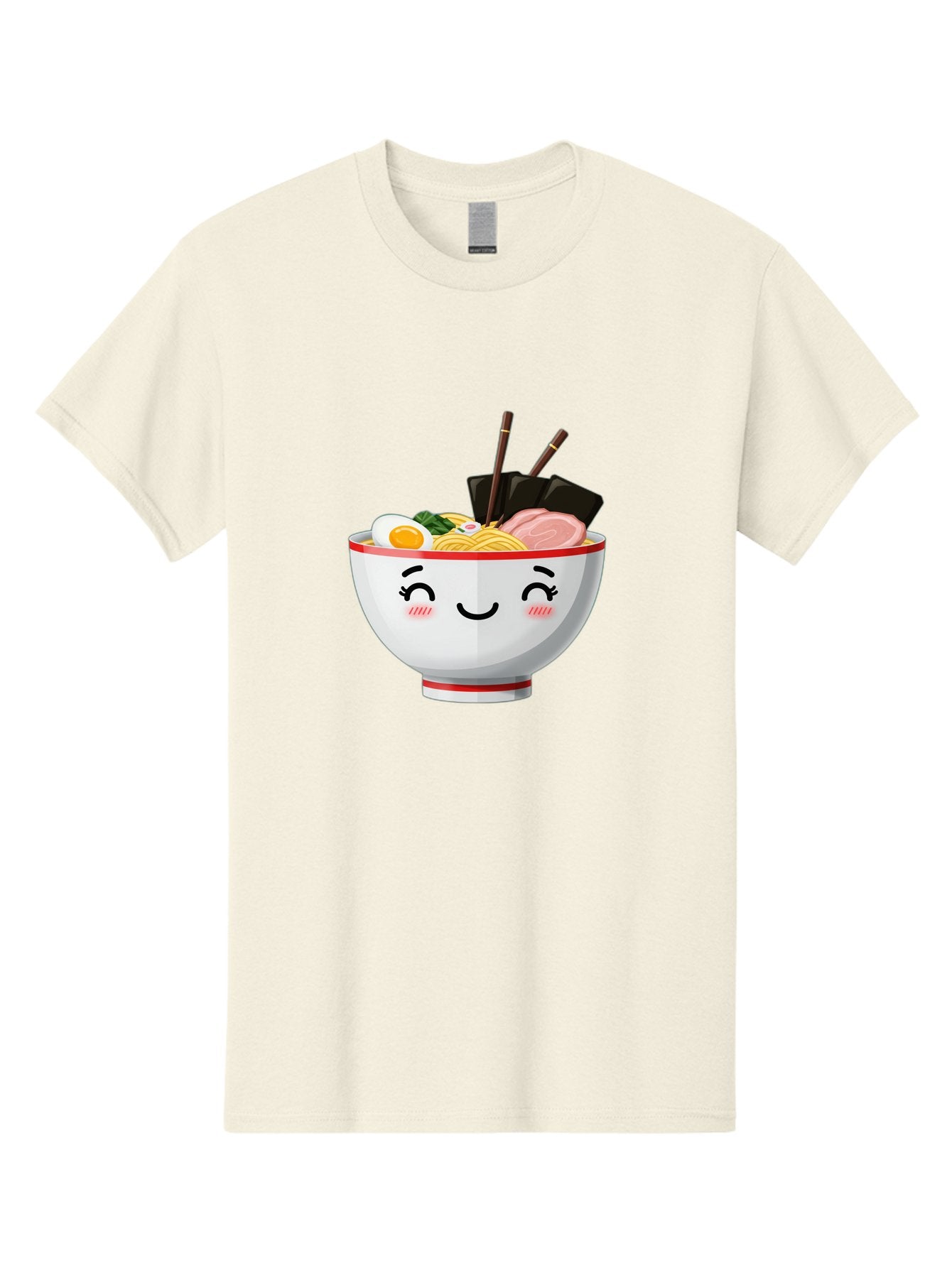 Ramen-1 Men'S Graphic Tee, 100% Cotton, Comfortable Casual Summer Wear, Machine Washable, Steaming Bowl Of Ramen, Savory Noodles, Boiled Egg, Sliced Pork, Seaweed, Chopsticks, Cute Cartoon Character, Japanese Cuisine, Food Illustration, Bae698 5