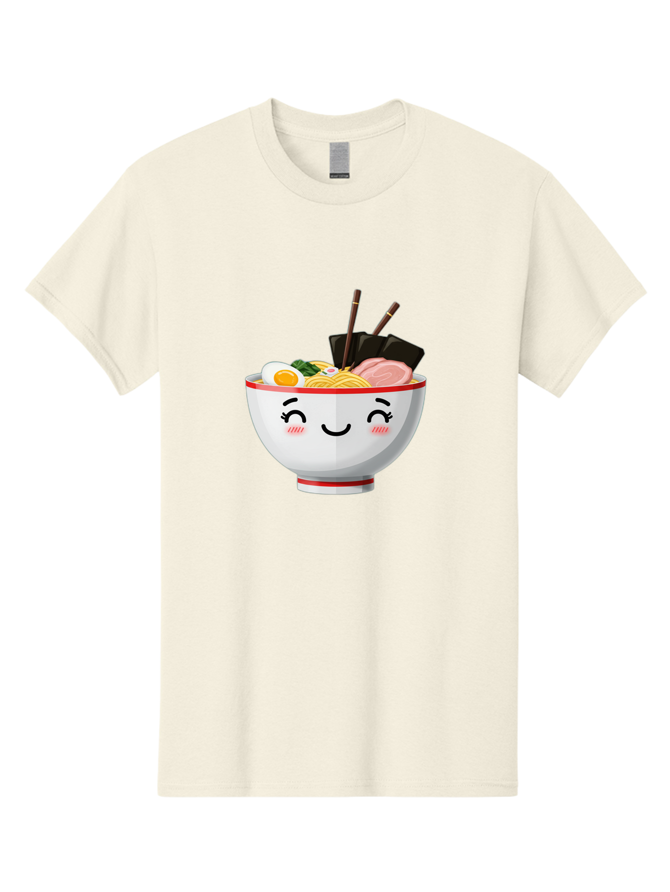 Ramen-1 Men'S Graphic Tee, 100% Cotton, Comfortable Casual Summer Wear, Machine Washable, Steaming Bowl Of Ramen, Savory Noodles, Boiled Egg, Sliced Pork, Seaweed, Chopsticks, Cute Cartoon Character, Japanese Cuisine, Food Illustration, Bae698 8