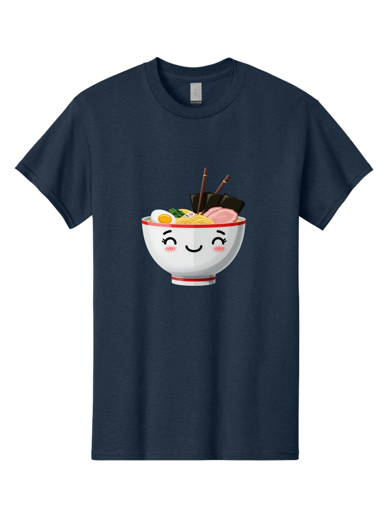 Ramen-1 Men'S Graphic Tee, 100% Cotton, Comfortable Casual Summer Wear, Machine Washable, Steaming Bowl Of Ramen, Savory Noodles, Boiled Egg, Sliced Pork, Seaweed, Chopsticks, Cute Cartoon Character, Japanese Cuisine, Food Illustration, Bae698 6