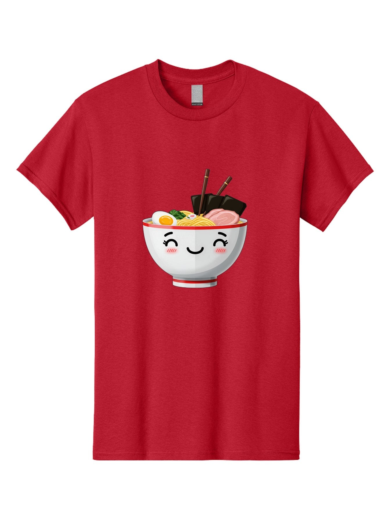 Ramen-1 Men'S Graphic Tee, 100% Cotton, Comfortable Casual Summer Wear, Machine Washable, Steaming Bowl Of Ramen, Savory Noodles, Boiled Egg, Sliced Pork, Seaweed, Chopsticks, Cute Cartoon Character, Japanese Cuisine, Food Illustration, Bae698 10
