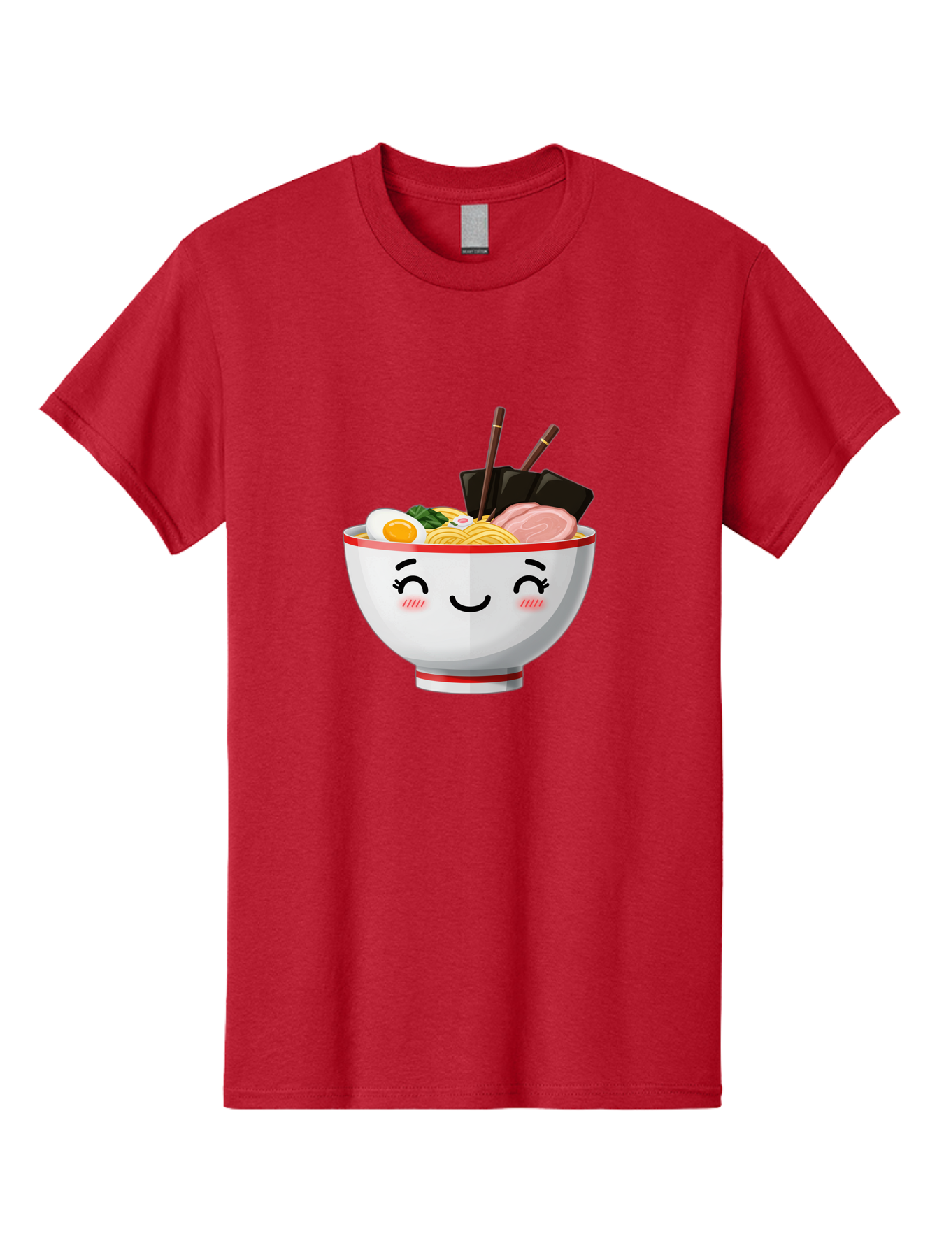 Ramen-1 Men'S Graphic Tee, 100% Cotton, Comfortable Casual Summer Wear, Machine Washable, Steaming Bowl Of Ramen, Savory Noodles, Boiled Egg, Sliced Pork, Seaweed, Chopsticks, Cute Cartoon Character, Japanese Cuisine, Food Illustration, Bae698 14