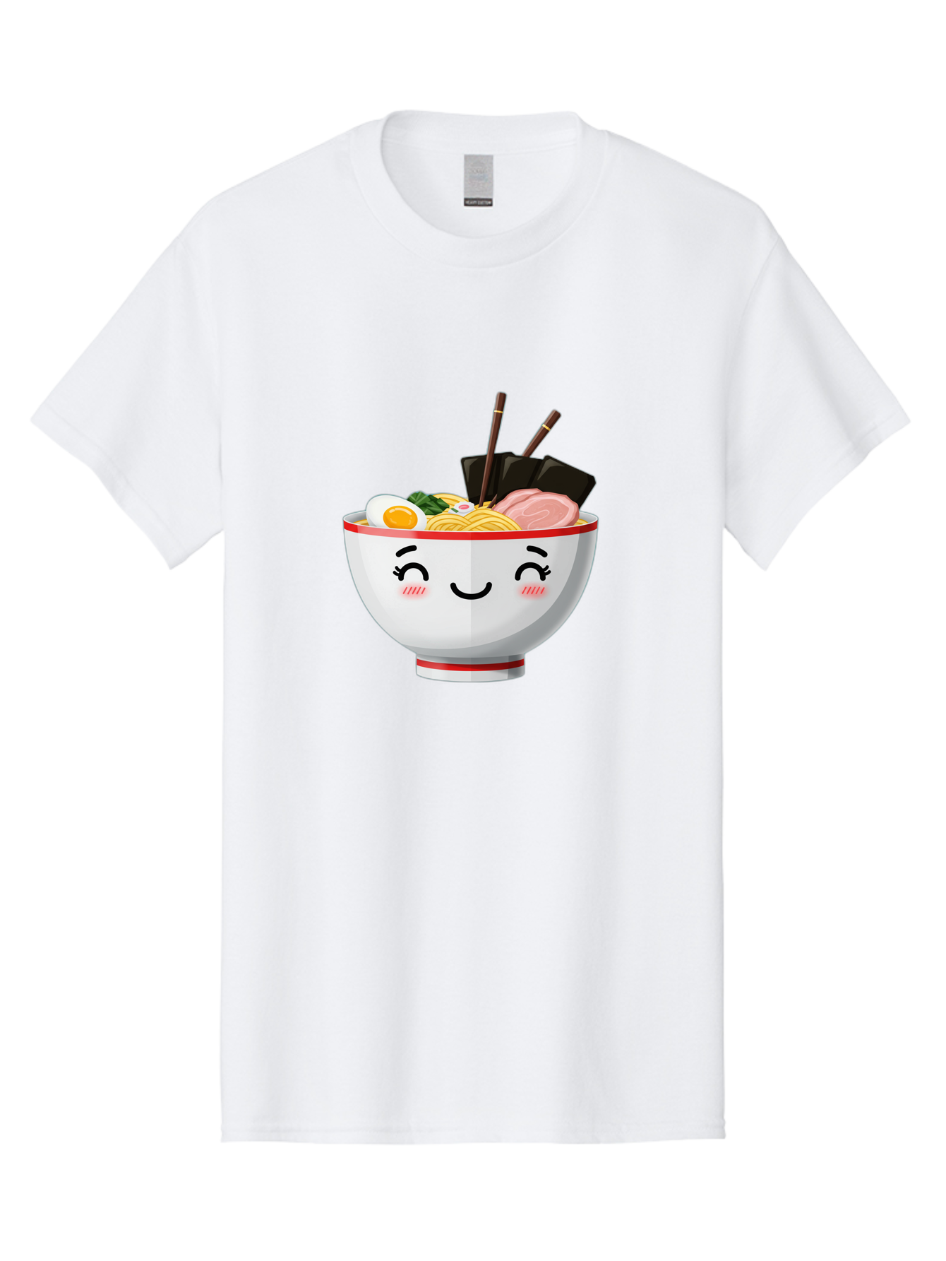 Ramen-1 Men'S Graphic Tee, 100% Cotton, Comfortable Casual Summer Wear, Machine Washable, Steaming Bowl Of Ramen, Savory Noodles, Boiled Egg, Sliced Pork, Seaweed, Chopsticks, Cute Cartoon Character, Japanese Cuisine, Food Illustration, Bae698 9
