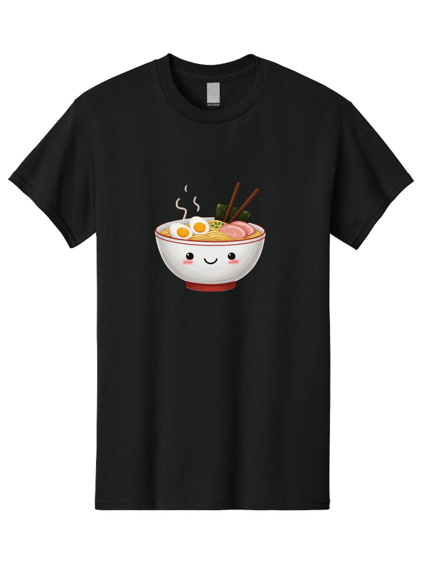 Ramen-2 Men'S Graphic Tee, 100% Cotton, Comfortable Casual Summer Wear, Machine Washable, Steaming Hot Ramen, Cartoon Bowl, Noodles, Eggs, Meat Slices, Seaweed, Chopsticks, Adorable, Kawaii, Japanese Cuisine, Foodie Art, Cute Character Bae699 5