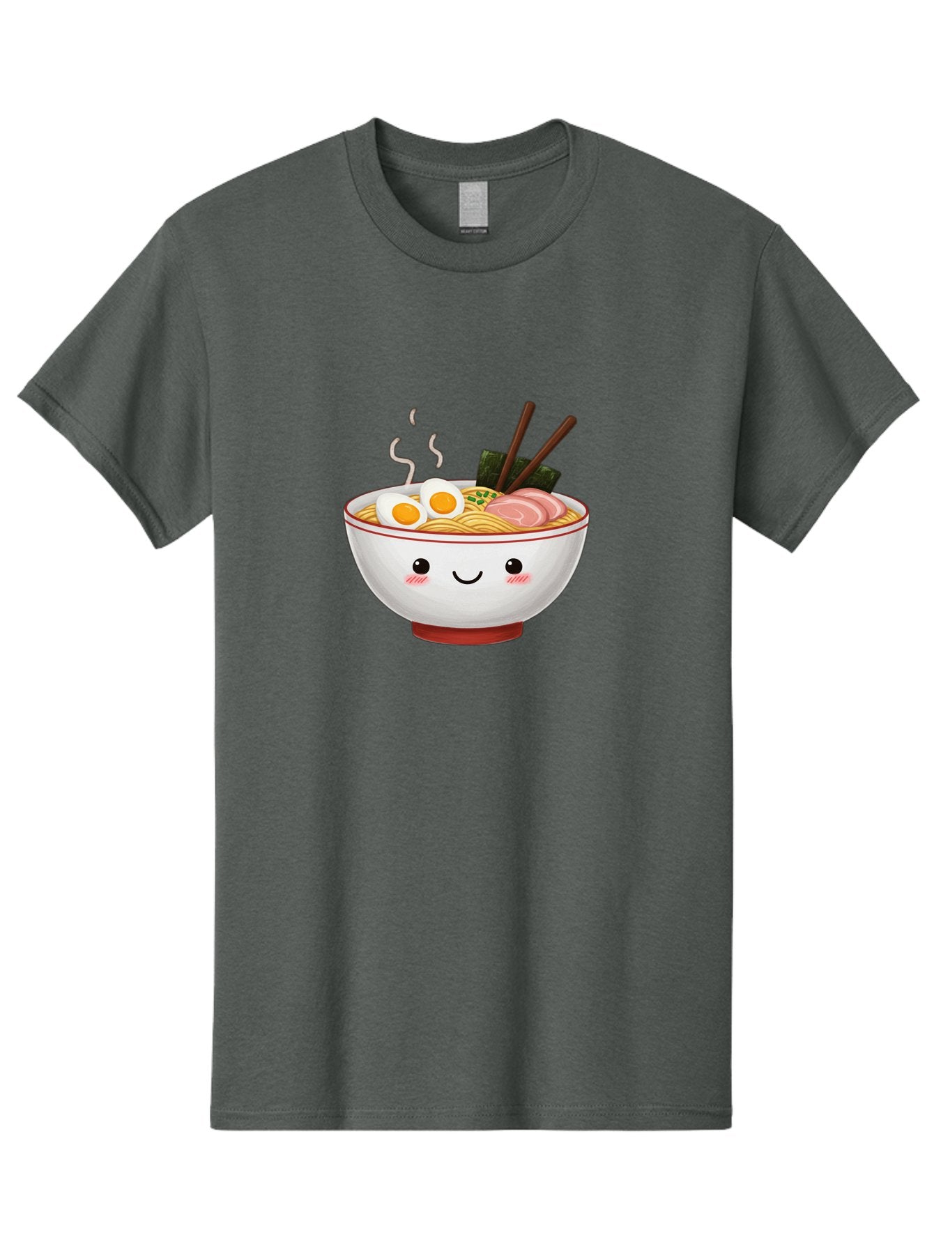 Ramen-2 Men'S Graphic Tee, 100% Cotton, Comfortable Casual Summer Wear, Machine Washable, Steaming Hot Ramen, Cartoon Bowl, Noodles, Eggs, Meat Slices, Seaweed, Chopsticks, Adorable, Kawaii, Japanese Cuisine, Foodie Art, Cute Character Bae699 4