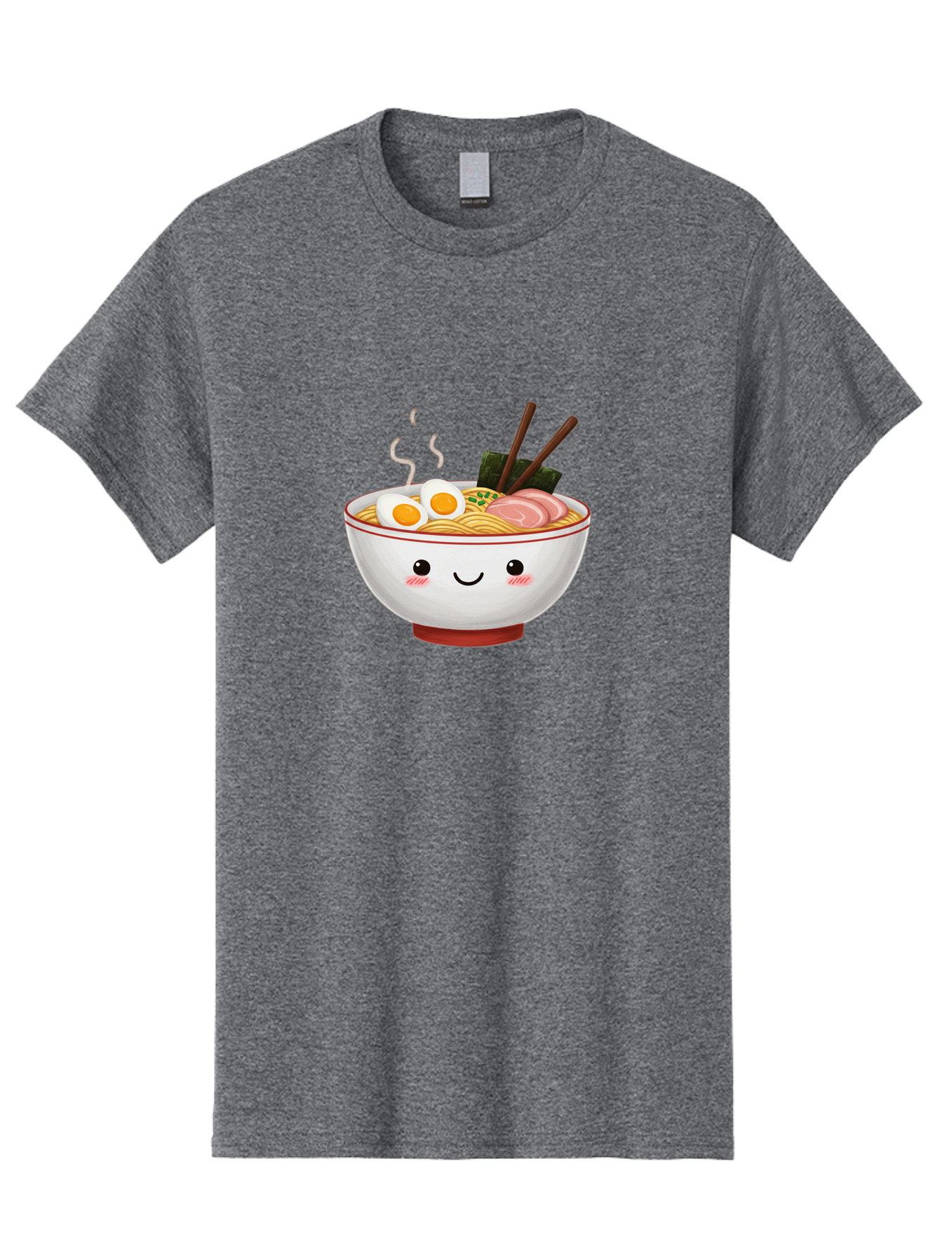 Ramen-2 Men'S Graphic Tee, 100% Cotton, Comfortable Casual Summer Wear, Machine Washable, Steaming Hot Ramen, Cartoon Bowl, Noodles, Eggs, Meat Slices, Seaweed, Chopsticks, Adorable, Kawaii, Japanese Cuisine, Foodie Art, Cute Character Bae699 3