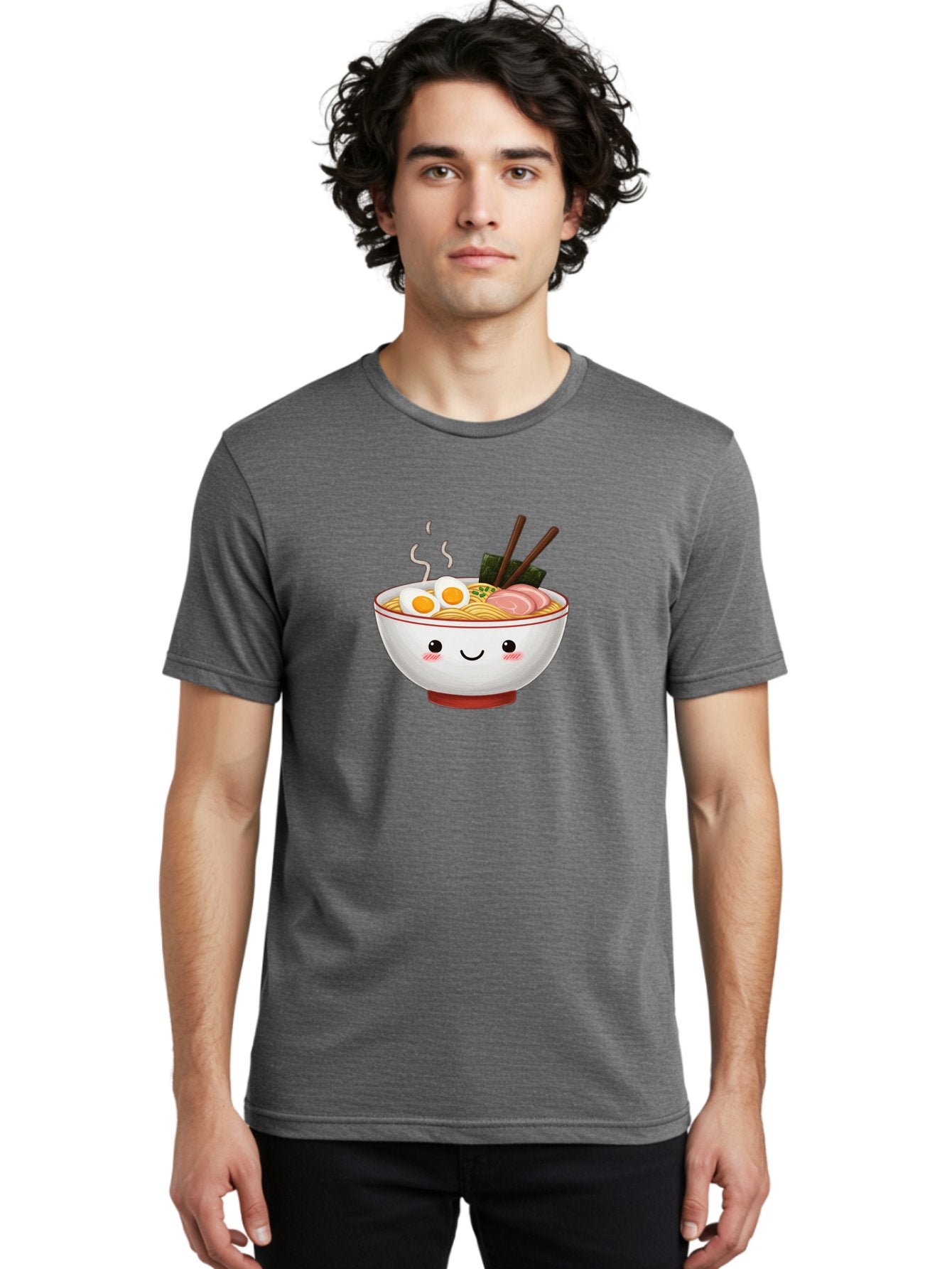 Ramen-2 Men'S Graphic Tee, 100% Cotton, Comfortable Casual Summer Wear, Machine Washable, Steaming Hot Ramen, Cartoon Bowl, Noodles, Eggs, Meat Slices, Seaweed, Chopsticks, Adorable, Kawaii, Japanese Cuisine, Foodie Art, Cute Character Bae699 27