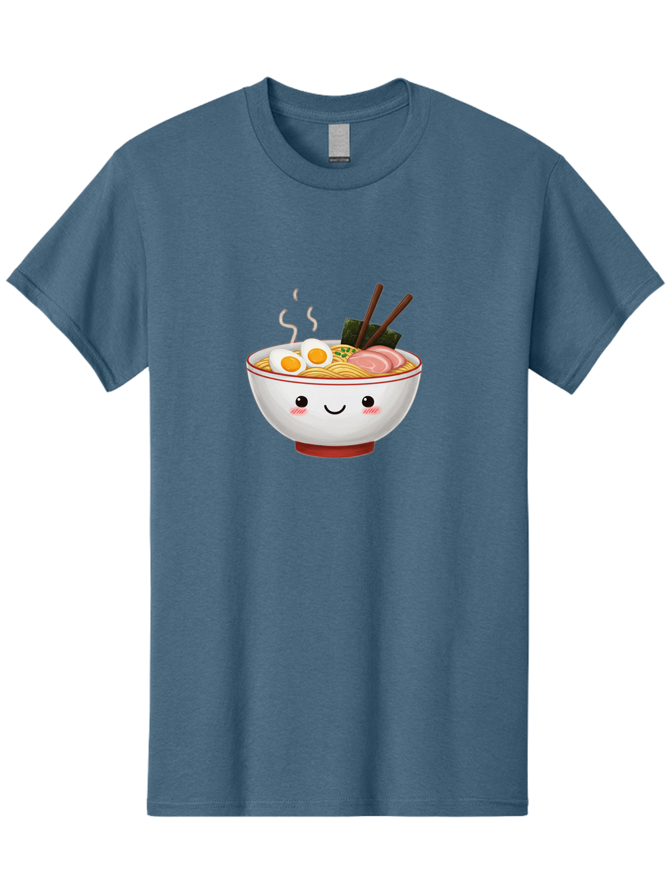 Ramen-2 Men'S Graphic Tee, 100% Cotton, Comfortable Casual Summer Wear, Machine Washable, Steaming Hot Ramen, Cartoon Bowl, Noodles, Eggs, Meat Slices, Seaweed, Chopsticks, Adorable, Kawaii, Japanese Cuisine, Foodie Art, Cute Character Bae699 5