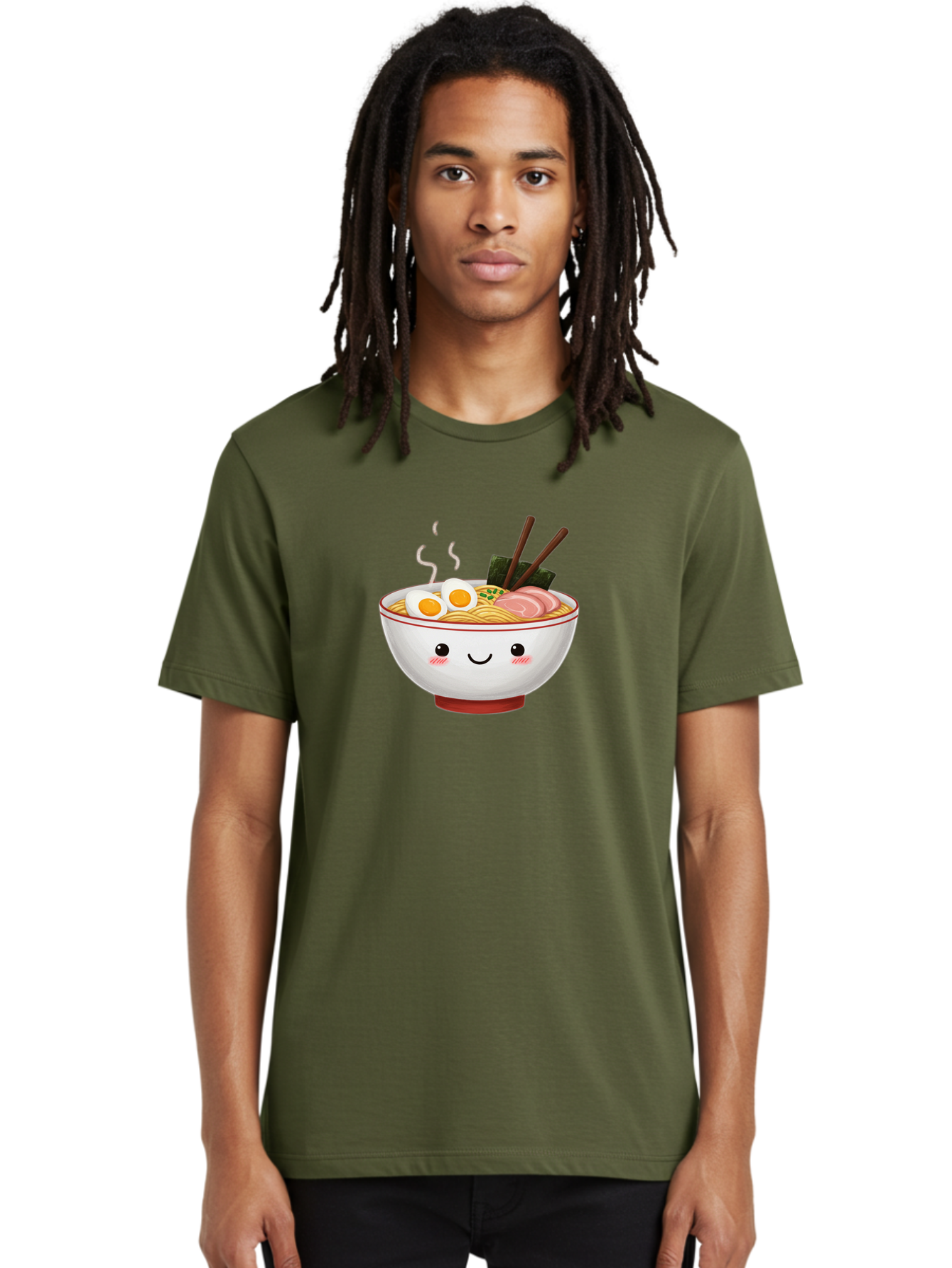 Ramen-2 Men'S Graphic Tee, 100% Cotton, Comfortable Casual Summer Wear, Machine Washable, Steaming Hot Ramen, Cartoon Bowl, Noodles, Eggs, Meat Slices, Seaweed, Chopsticks, Adorable, Kawaii, Japanese Cuisine, Foodie Art, Cute Character Bae699 24