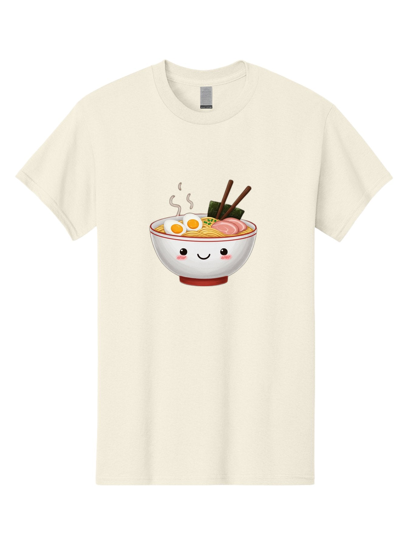 Ramen-2 Men'S Graphic Tee, 100% Cotton, Comfortable Casual Summer Wear, Machine Washable, Steaming Hot Ramen, Cartoon Bowl, Noodles, Eggs, Meat Slices, Seaweed, Chopsticks, Adorable, Kawaii, Japanese Cuisine, Foodie Art, Cute Character Bae699