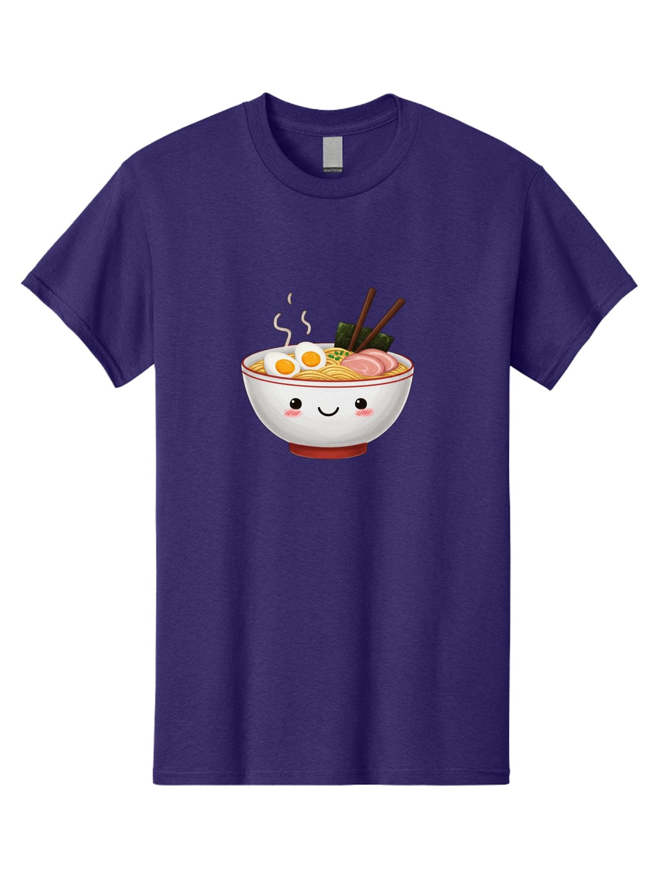 Ramen-2 Men'S Graphic Tee, 100% Cotton, Comfortable Casual Summer Wear, Machine Washable, Steaming Hot Ramen, Cartoon Bowl, Noodles, Eggs, Meat Slices, Seaweed, Chopsticks, Adorable, Kawaii, Japanese Cuisine, Foodie Art, Cute Character Bae699
