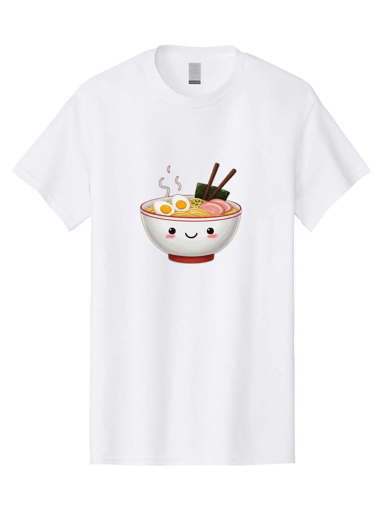 Ramen-2 Men'S Graphic Tee, 100% Cotton, Comfortable Casual Summer Wear, Machine Washable, Steaming Hot Ramen, Cartoon Bowl, Noodles, Eggs, Meat Slices, Seaweed, Chopsticks, Adorable, Kawaii, Japanese Cuisine, Foodie Art, Cute Character Bae699 6