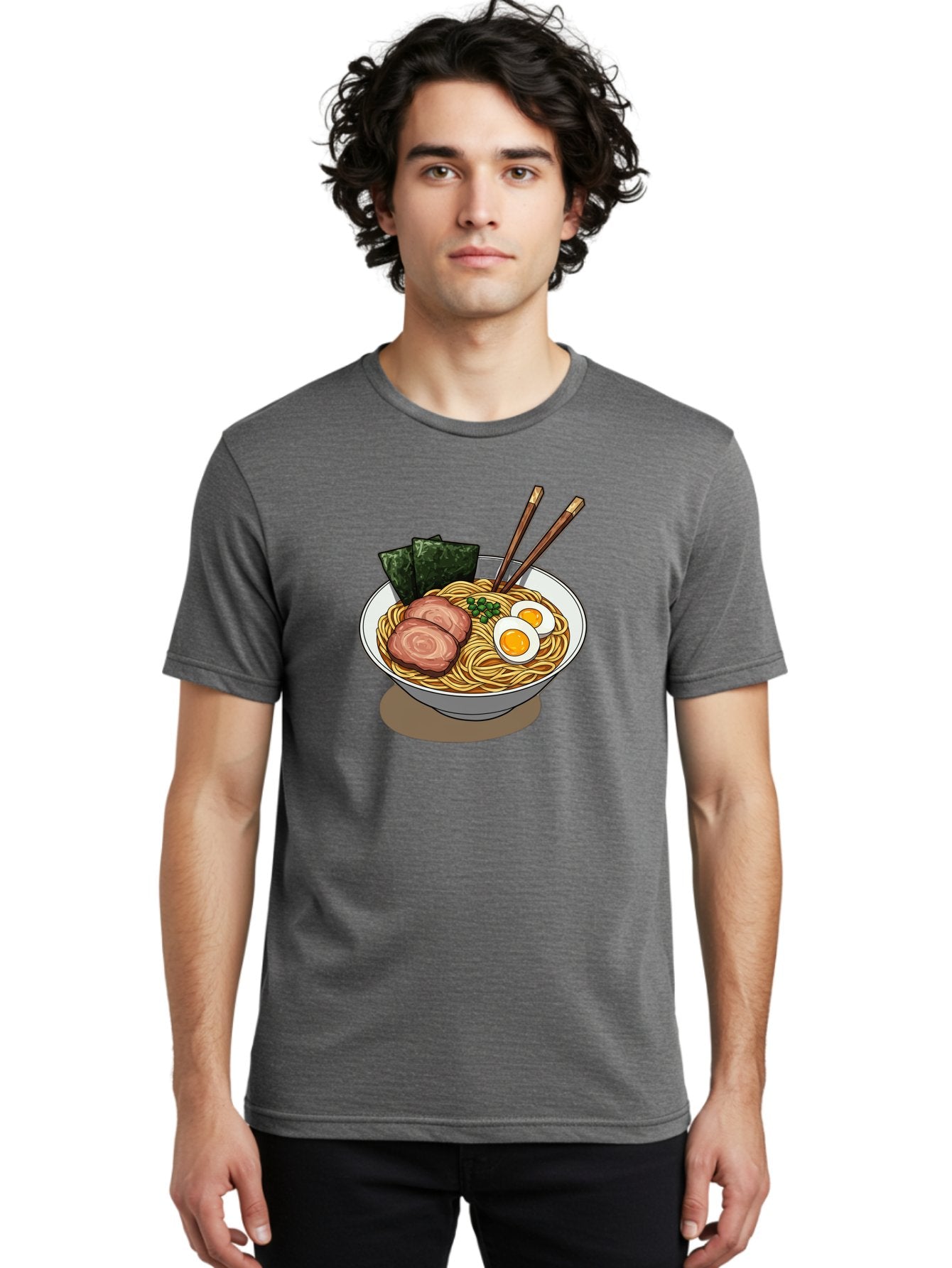 Ramen-3 Men'S Graphic Tee, 100% Cotton, Comfortable Casual Summer Wear, Machine Washable, Ramen Noodles, Sliced Pork, Boiled Egg, Seaweed, Chopsticks, Oriental Cuisine, Japanese Food, Savory Meal, Noodle Soup, Appetizing Dish Bae700 19