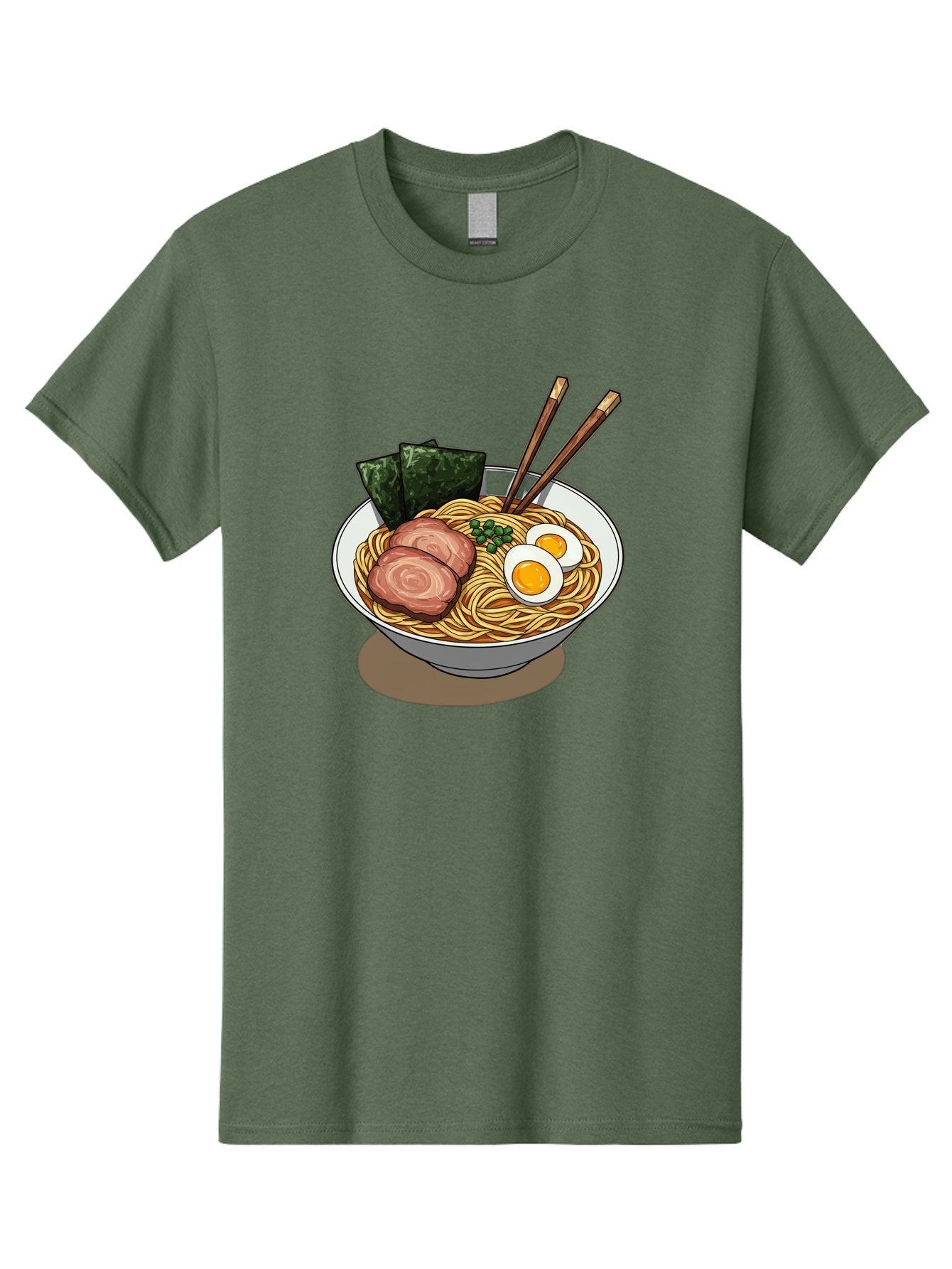 Ramen-3 Men'S Graphic Tee, 100% Cotton, Comfortable Casual Summer Wear, Machine Washable, Ramen Noodles, Sliced Pork, Boiled Egg, Seaweed, Chopsticks, Oriental Cuisine, Japanese Food, Savory Meal, Noodle Soup, Appetizing Dish Bae700 15