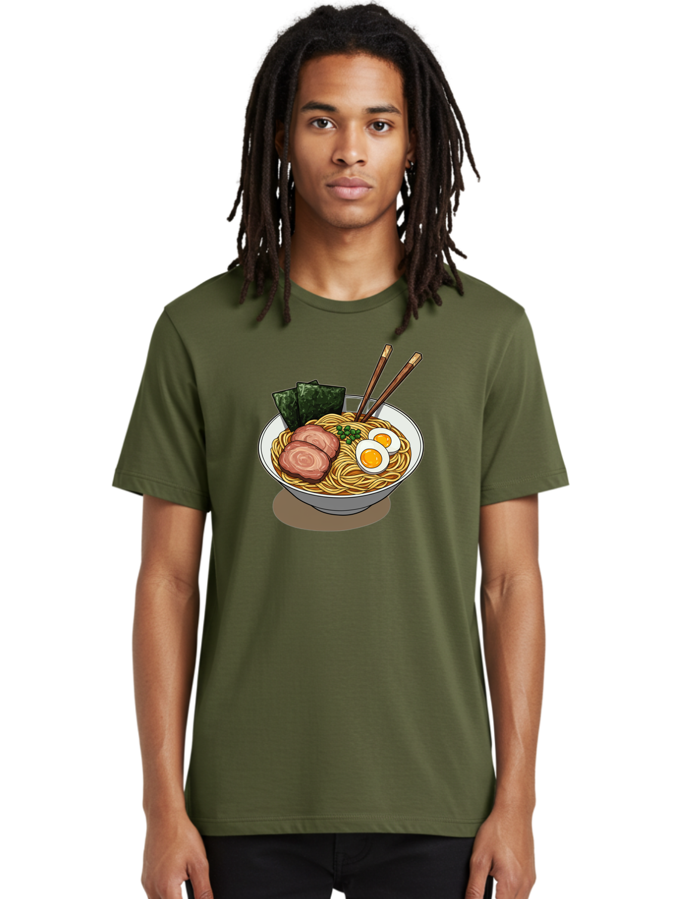 Ramen-3 Men'S Graphic Tee, 100% Cotton, Comfortable Casual Summer Wear, Machine Washable, Ramen Noodles, Sliced Pork, Boiled Egg, Seaweed, Chopsticks, Oriental Cuisine, Japanese Food, Savory Meal, Noodle Soup, Appetizing Dish Bae700 16