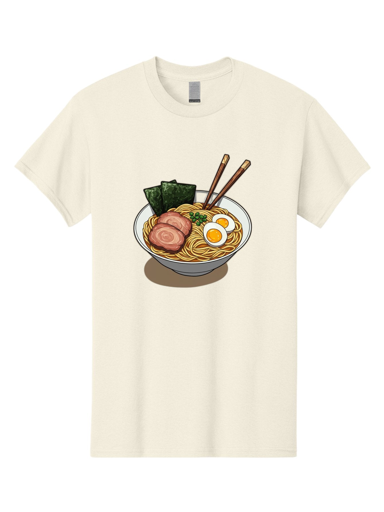 Ramen-3 Men'S Graphic Tee, 100% Cotton, Comfortable Casual Summer Wear, Machine Washable, Ramen Noodles, Sliced Pork, Boiled Egg, Seaweed, Chopsticks, Oriental Cuisine, Japanese Food, Savory Meal, Noodle Soup, Appetizing Dish Bae700 12