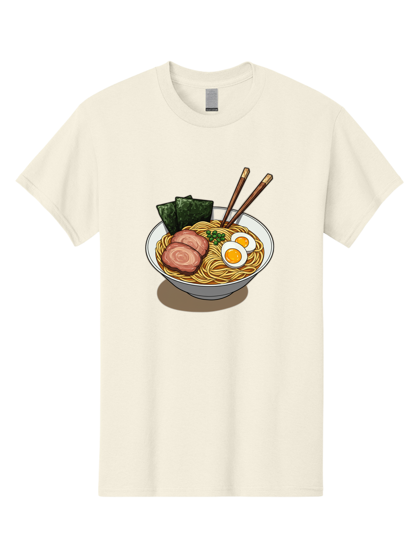 Ramen-3 Men'S Graphic Tee, 100% Cotton, Comfortable Casual Summer Wear, Machine Washable, Ramen Noodles, Sliced Pork, Boiled Egg, Seaweed, Chopsticks, Oriental Cuisine, Japanese Food, Savory Meal, Noodle Soup, Appetizing Dish Bae700 3