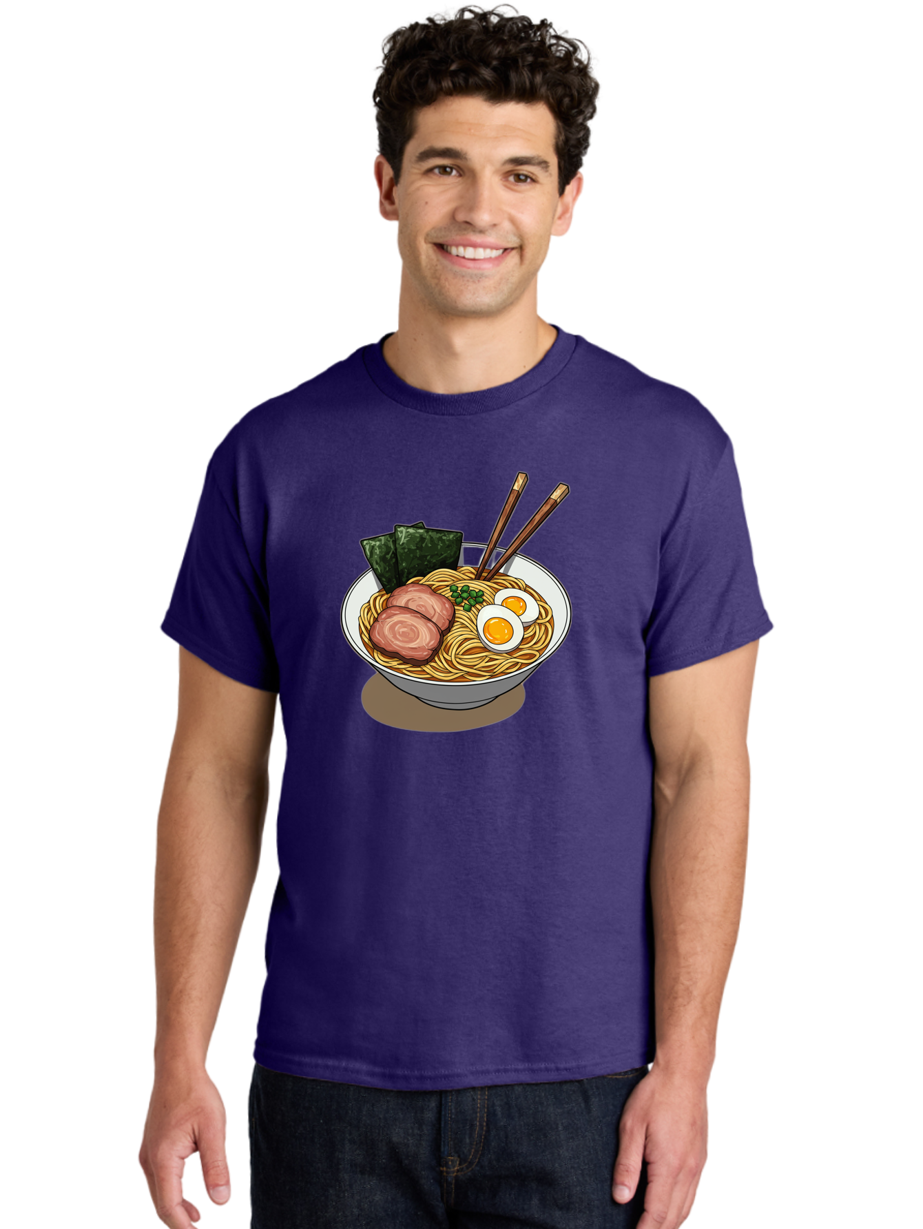 Ramen-3 Men'S Graphic Tee, 100% Cotton, Comfortable Casual Summer Wear, Machine Washable, Ramen Noodles, Sliced Pork, Boiled Egg, Seaweed, Chopsticks, Oriental Cuisine, Japanese Food, Savory Meal, Noodle Soup, Appetizing Dish Bae700 27