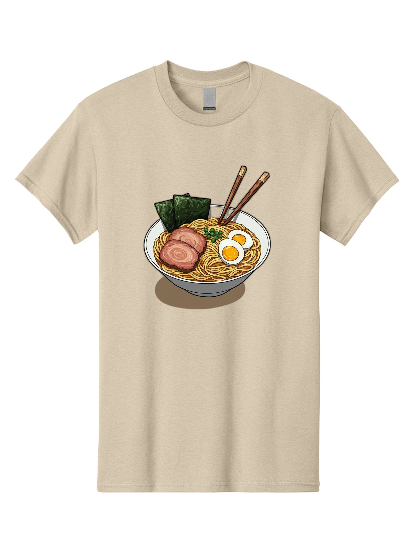 Ramen-3 Men'S Graphic Tee, 100% Cotton, Comfortable Casual Summer Wear, Machine Washable, Ramen Noodles, Sliced Pork, Boiled Egg, Seaweed, Chopsticks, Oriental Cuisine, Japanese Food, Savory Meal, Noodle Soup, Appetizing Dish Bae700 11