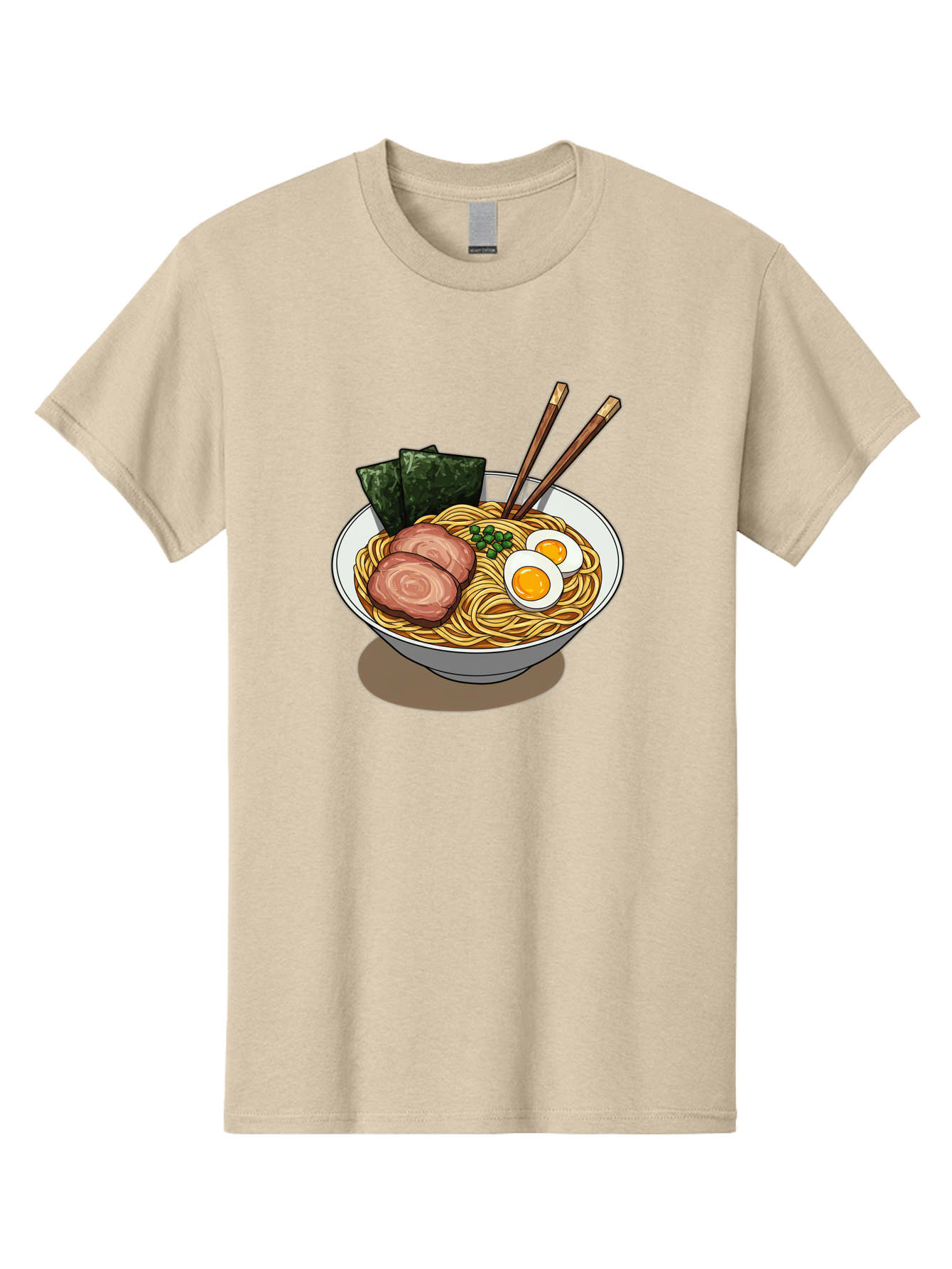 Ramen-3 Men'S Graphic Tee, 100% Cotton, Comfortable Casual Summer Wear, Machine Washable, Ramen Noodles, Sliced Pork, Boiled Egg, Seaweed, Chopsticks, Oriental Cuisine, Japanese Food, Savory Meal, Noodle Soup, Appetizing Dish Bae700 4