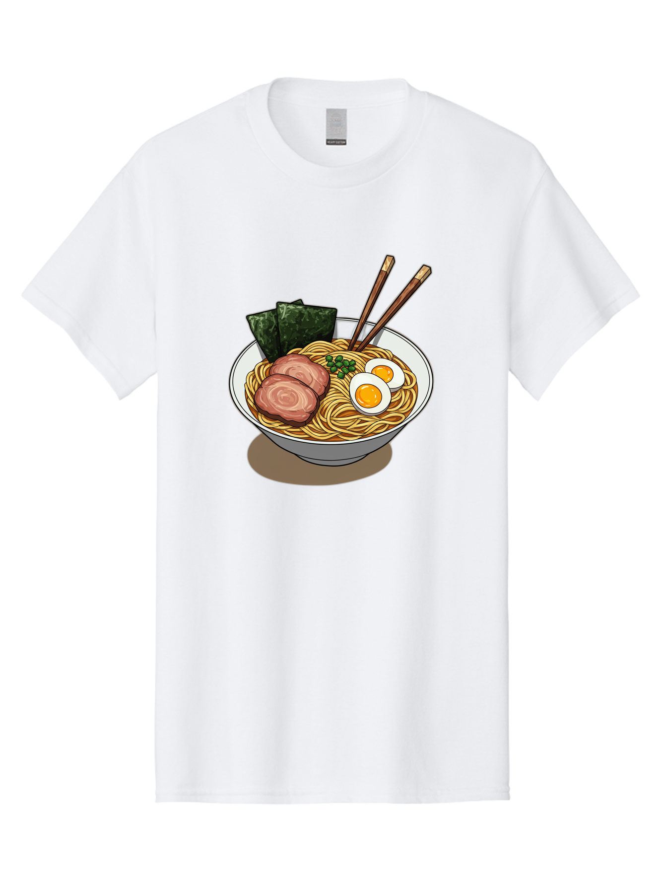 Ramen-3 Men'S Graphic Tee, 100% Cotton, Comfortable Casual Summer Wear, Machine Washable, Ramen Noodles, Sliced Pork, Boiled Egg, Seaweed, Chopsticks, Oriental Cuisine, Japanese Food, Savory Meal, Noodle Soup, Appetizing Dish Bae700 5