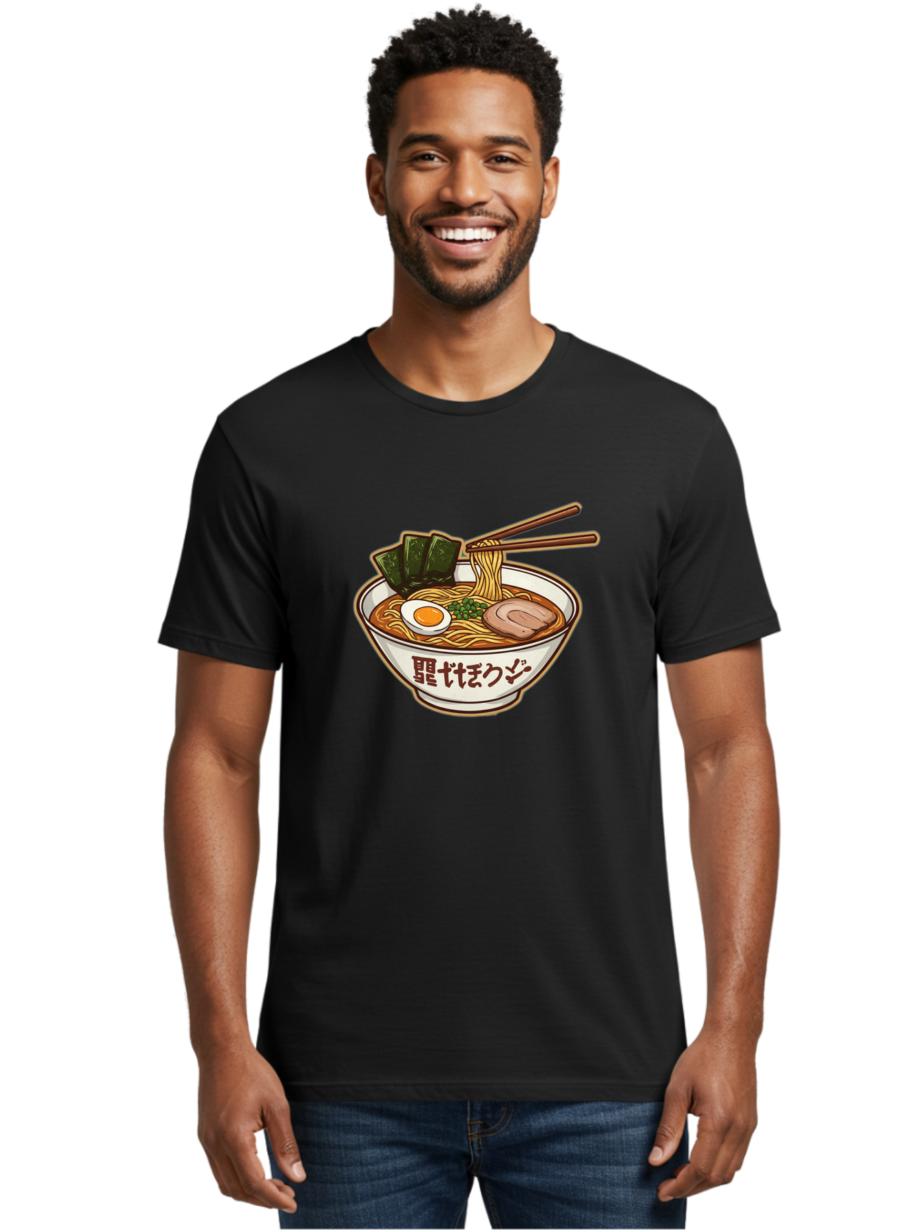 Ramen-5 Men'S Graphic Tee, 100% Cotton, Comfortable Casual Summer Wear, Machine Washable, Japanese Ramen, Savory Noodle Soup, Pork Slice, Soft-Boiled Egg, Green Onions, Seaweed, Chopsticks, Asian Cuisine, Comfort Food, Delicious Meal Bae702 23