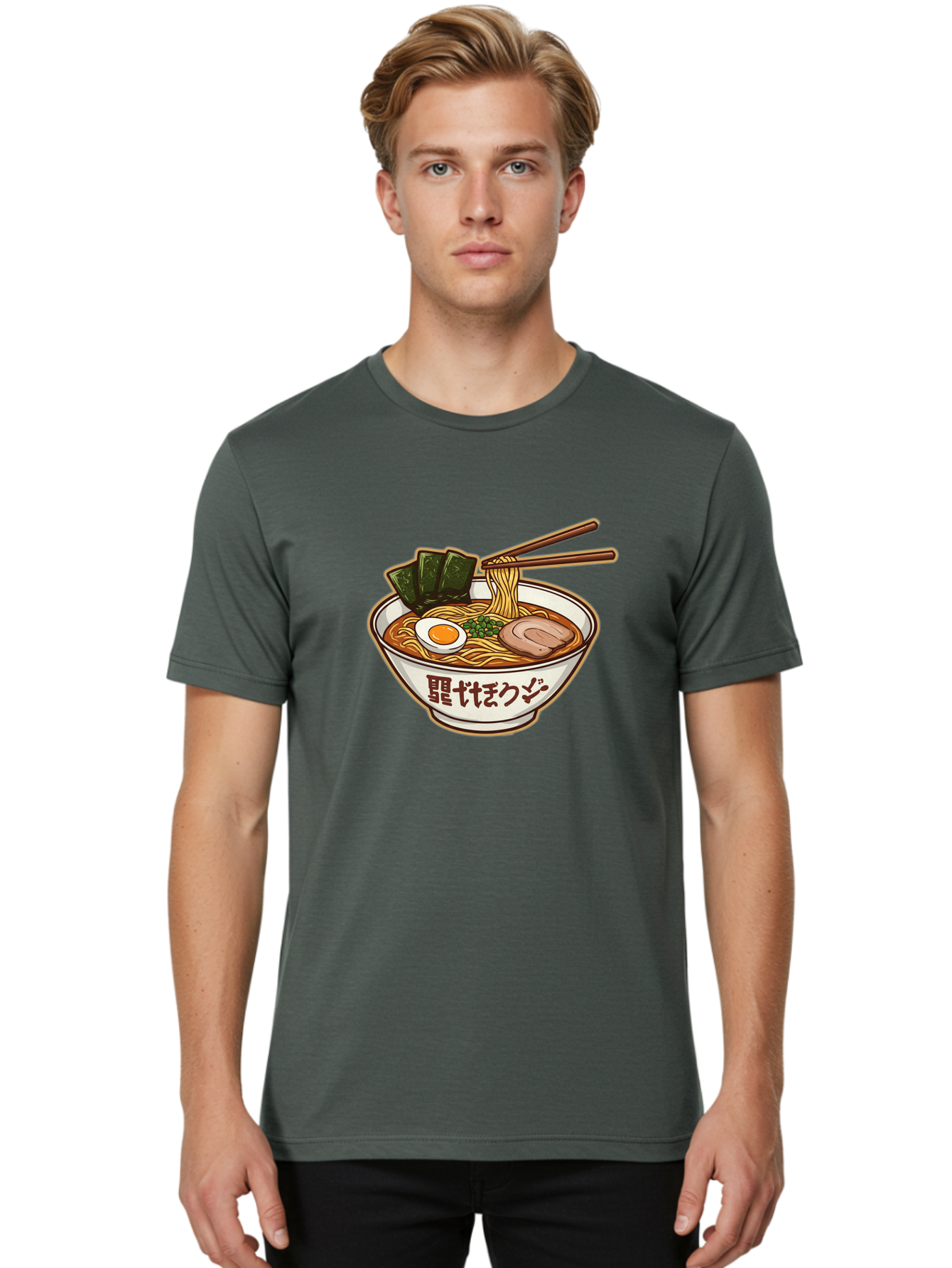 Ramen-5 Men'S Graphic Tee, 100% Cotton, Comfortable Casual Summer Wear, Machine Washable, Japanese Ramen, Savory Noodle Soup, Pork Slice, Soft-Boiled Egg, Green Onions, Seaweed, Chopsticks, Asian Cuisine, Comfort Food, Delicious Meal Bae702 17
