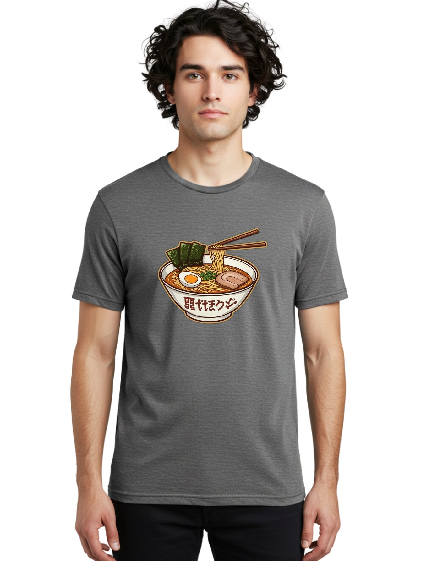 Ramen-5 Men'S Graphic Tee, 100% Cotton, Comfortable Casual Summer Wear, Machine Washable, Japanese Ramen, Savory Noodle Soup, Pork Slice, Soft-Boiled Egg, Green Onions, Seaweed, Chopsticks, Asian Cuisine, Comfort Food, Delicious Meal Bae702 25