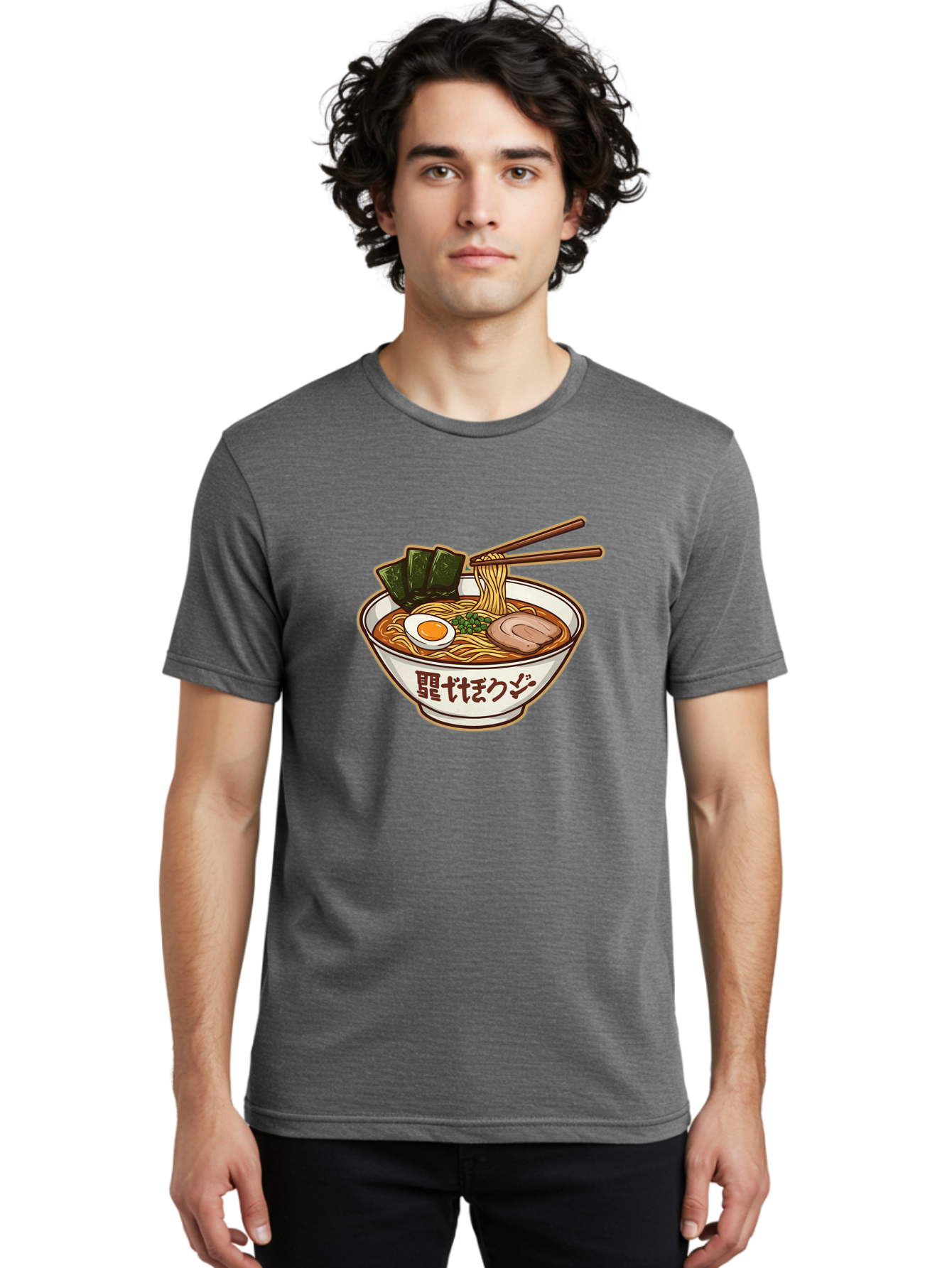 Ramen-5 Men'S Graphic Tee, 100% Cotton, Comfortable Casual Summer Wear, Machine Washable, Japanese Ramen, Savory Noodle Soup, Pork Slice, Soft-Boiled Egg, Green Onions, Seaweed, Chopsticks, Asian Cuisine, Comfort Food, Delicious Meal Bae702 21