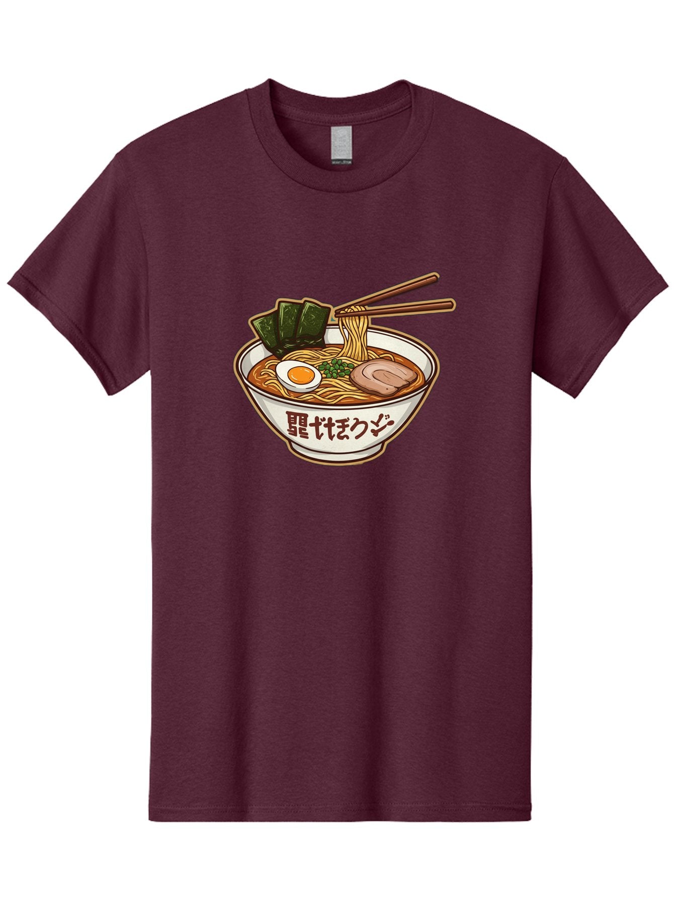 Ramen-5 Men'S Graphic Tee, 100% Cotton, Comfortable Casual Summer Wear, Machine Washable, Japanese Ramen, Savory Noodle Soup, Pork Slice, Soft-Boiled Egg, Green Onions, Seaweed, Chopsticks, Asian Cuisine, Comfort Food, Delicious Meal Bae702 4