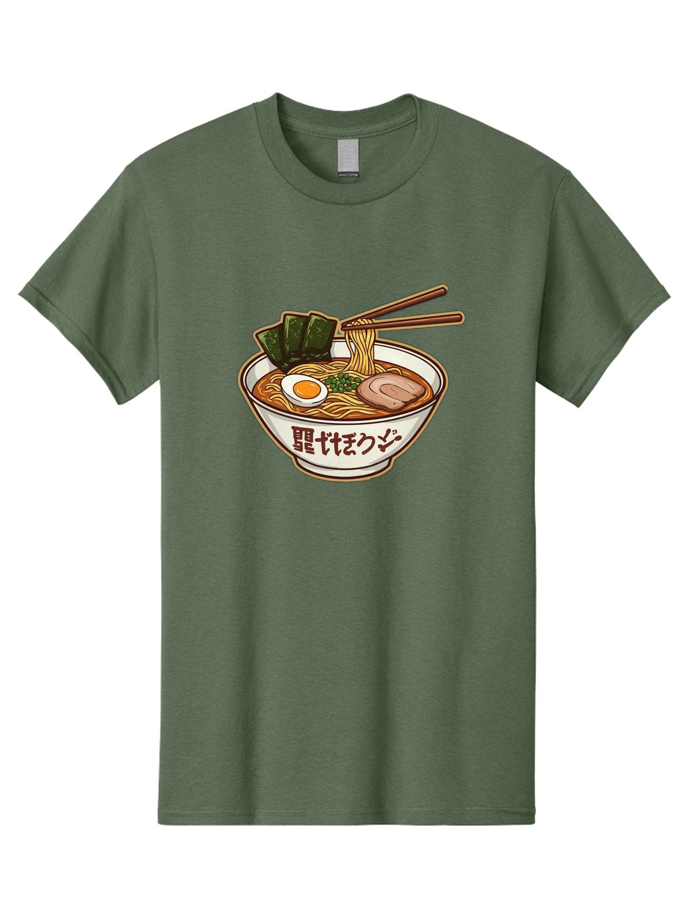 Ramen-5 Men'S Graphic Tee, 100% Cotton, Comfortable Casual Summer Wear, Machine Washable, Japanese Ramen, Savory Noodle Soup, Pork Slice, Soft-Boiled Egg, Green Onions, Seaweed, Chopsticks, Asian Cuisine, Comfort Food, Delicious Meal Bae702 13