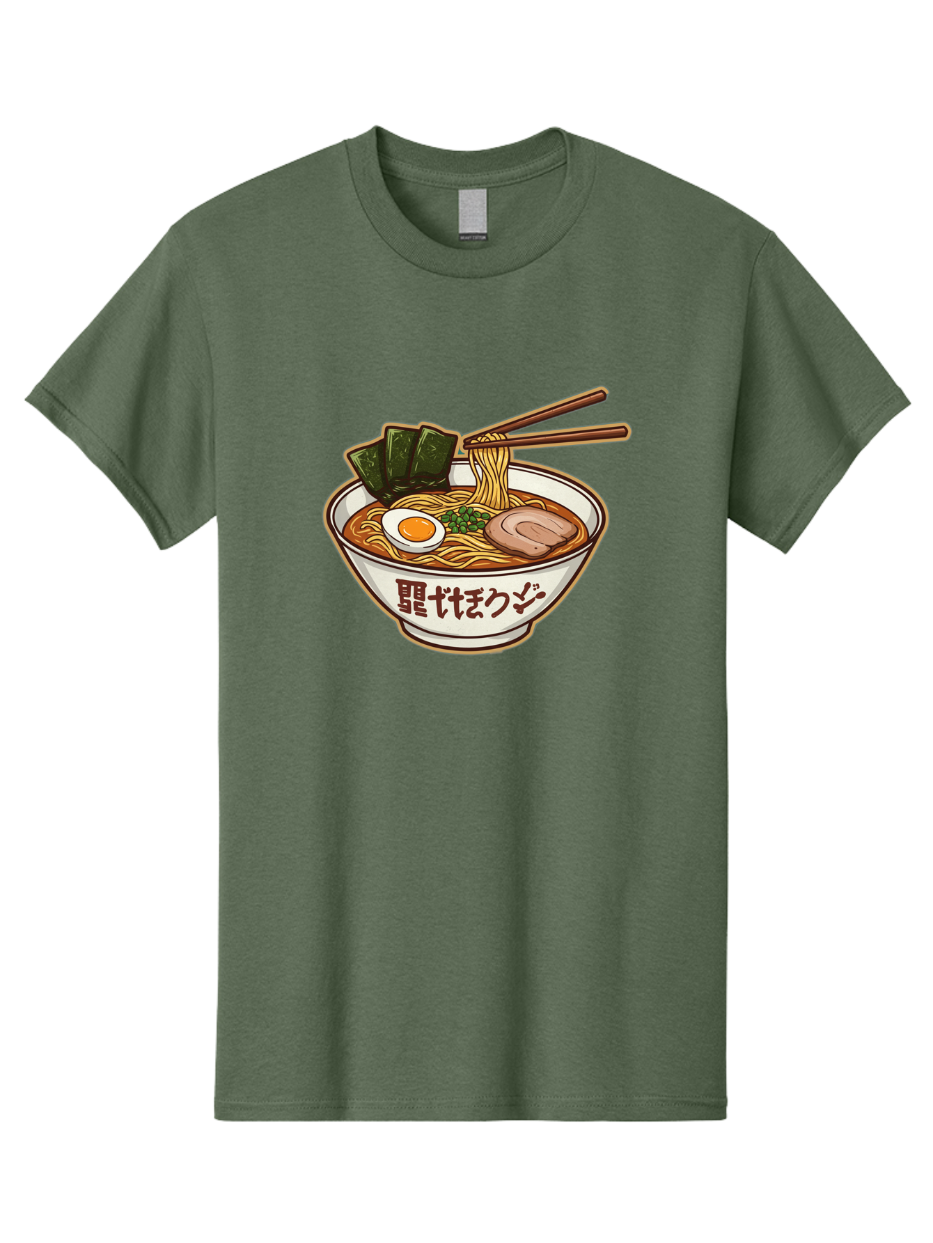 Ramen-5 Men'S Graphic Tee, 100% Cotton, Comfortable Casual Summer Wear, Machine Washable, Japanese Ramen, Savory Noodle Soup, Pork Slice, Soft-Boiled Egg, Green Onions, Seaweed, Chopsticks, Asian Cuisine, Comfort Food, Delicious Meal Bae702 15