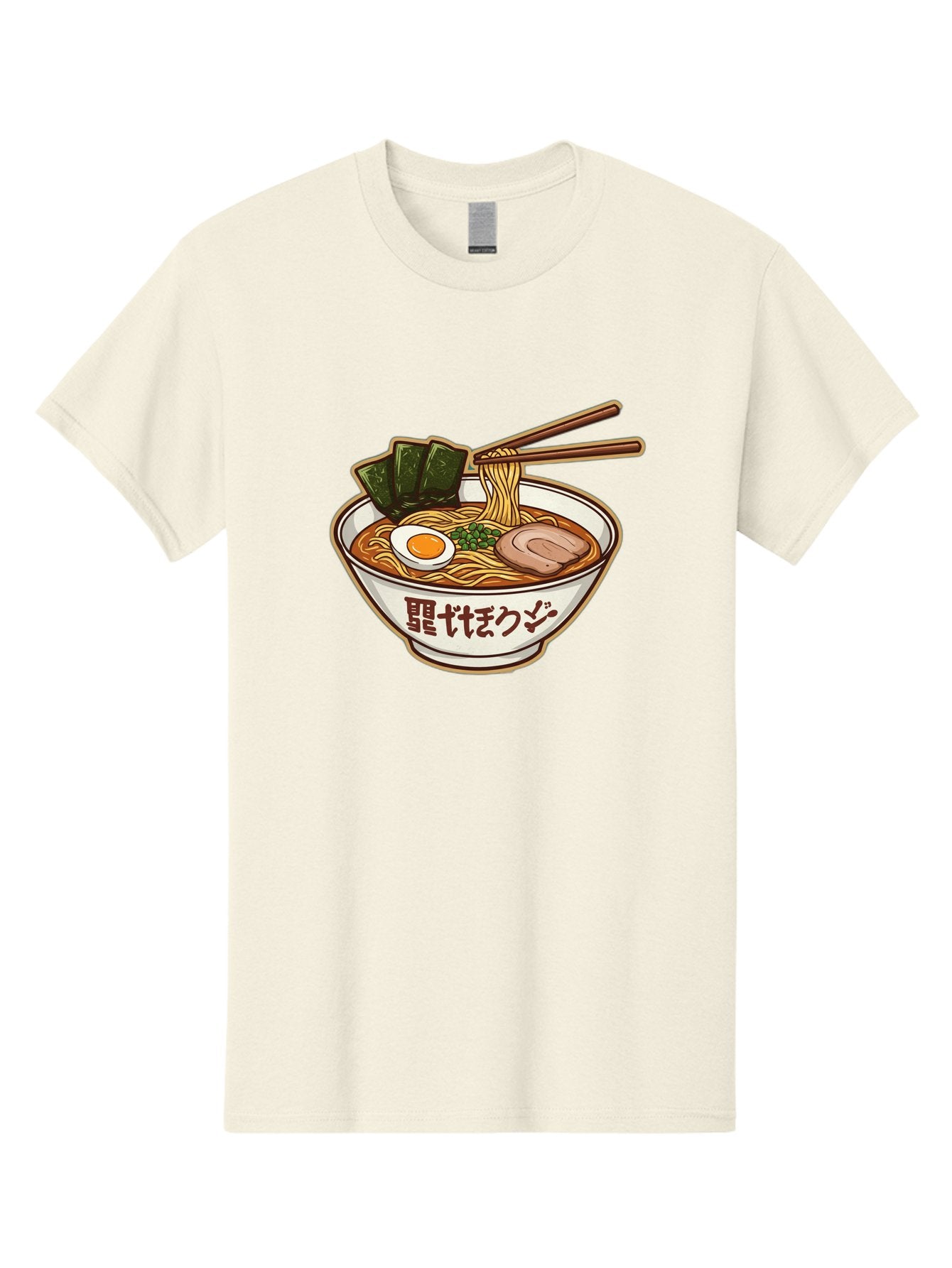 Ramen-5 Men'S Graphic Tee, 100% Cotton, Comfortable Casual Summer Wear, Machine Washable, Japanese Ramen, Savory Noodle Soup, Pork Slice, Soft-Boiled Egg, Green Onions, Seaweed, Chopsticks, Asian Cuisine, Comfort Food, Delicious Meal Bae702 7