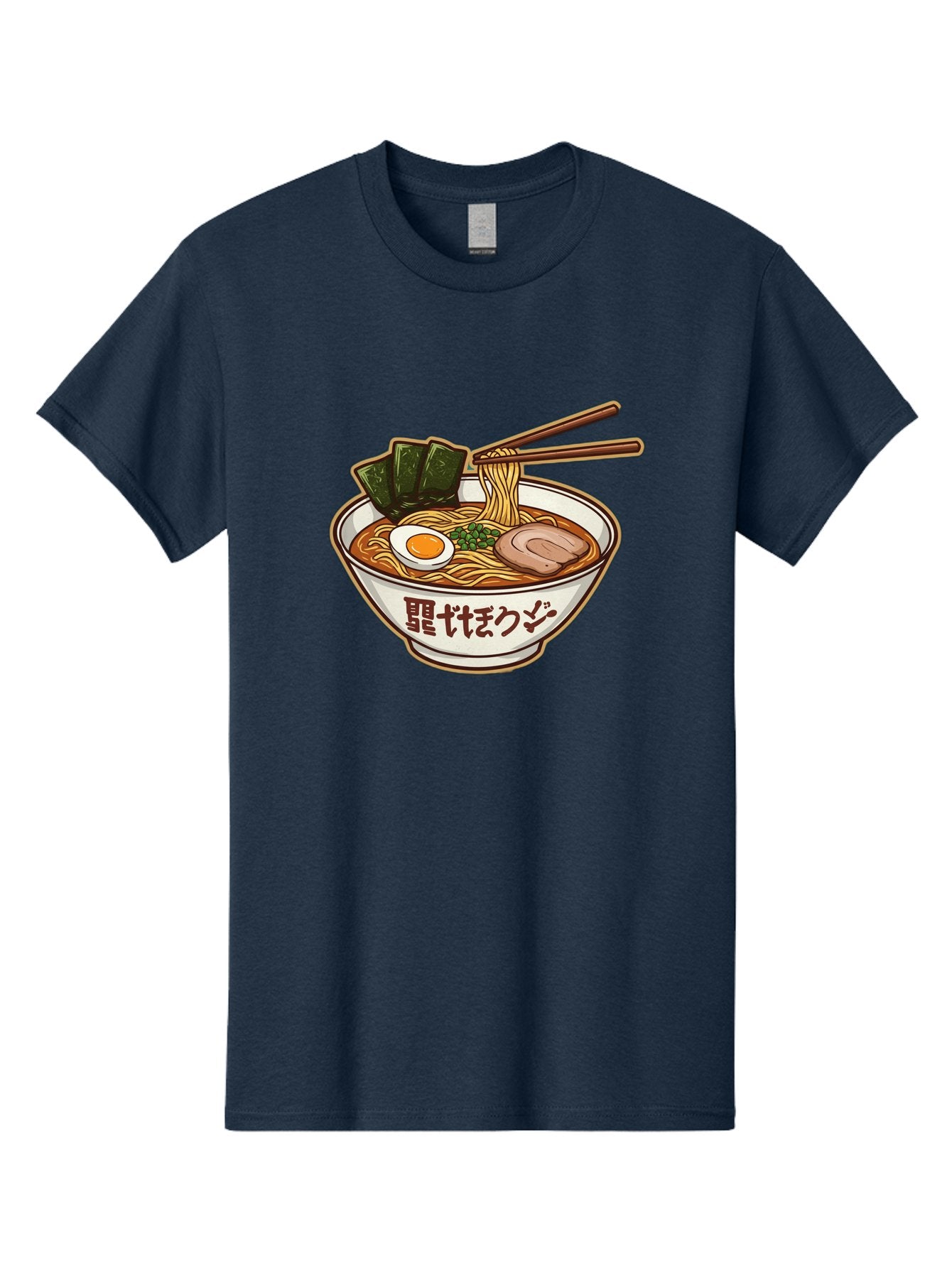 Ramen-5 Men'S Graphic Tee, 100% Cotton, Comfortable Casual Summer Wear, Machine Washable, Japanese Ramen, Savory Noodle Soup, Pork Slice, Soft-Boiled Egg, Green Onions, Seaweed, Chopsticks, Asian Cuisine, Comfort Food, Delicious Meal Bae702