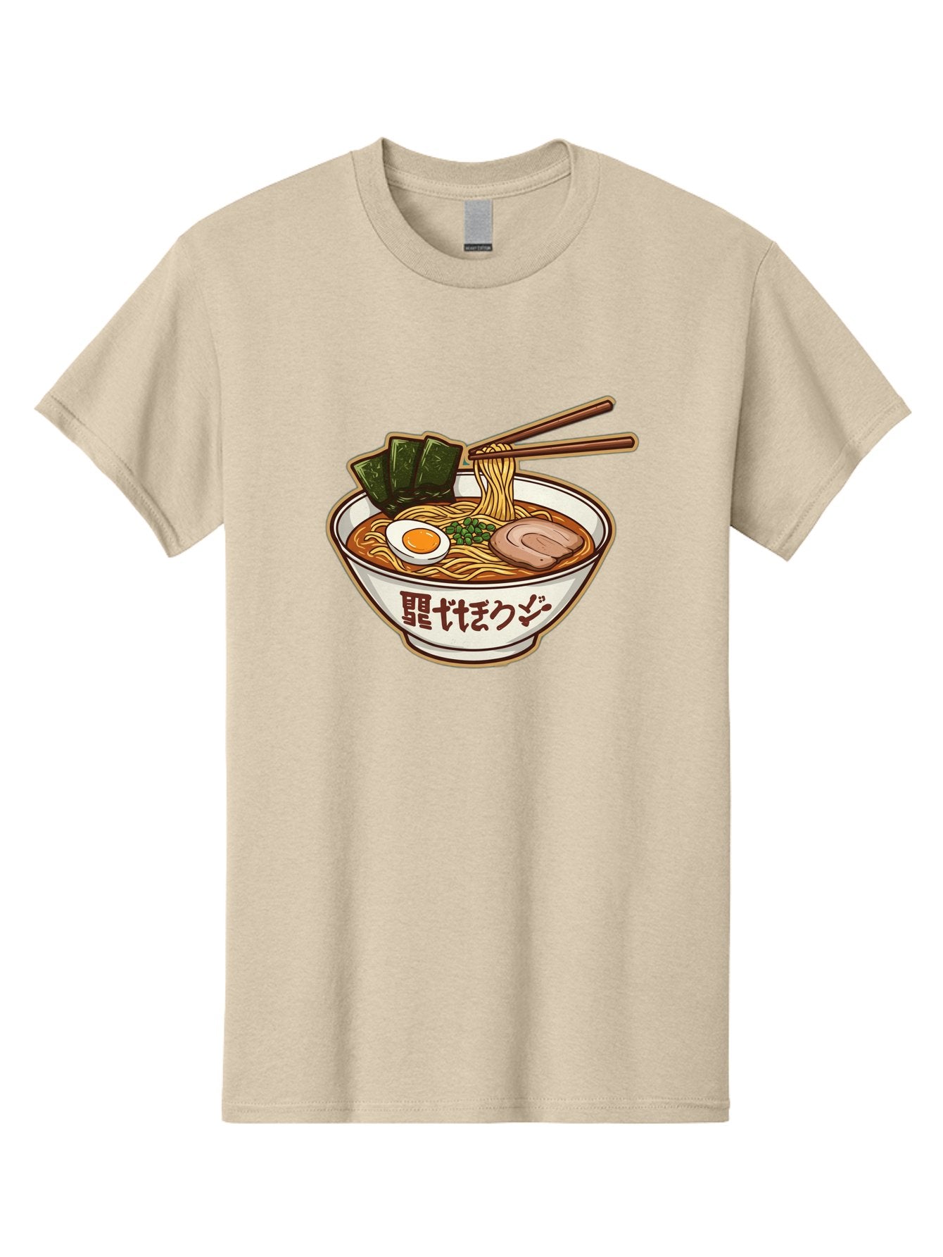 Ramen-5 Men'S Graphic Tee, 100% Cotton, Comfortable Casual Summer Wear, Machine Washable, Japanese Ramen, Savory Noodle Soup, Pork Slice, Soft-Boiled Egg, Green Onions, Seaweed, Chopsticks, Asian Cuisine, Comfort Food, Delicious Meal Bae702 15