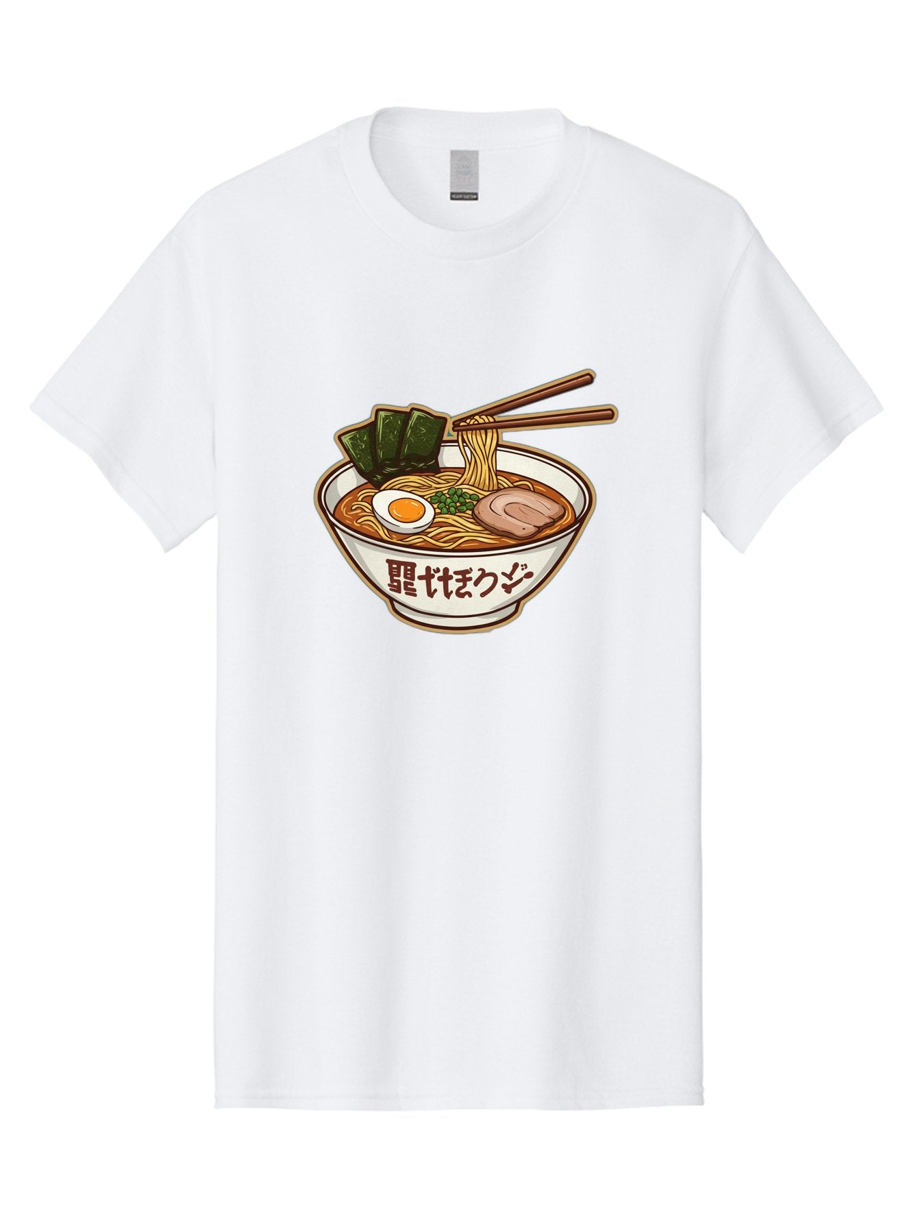 Ramen-5 Men'S Graphic Tee, 100% Cotton, Comfortable Casual Summer Wear, Machine Washable, Japanese Ramen, Savory Noodle Soup, Pork Slice, Soft-Boiled Egg, Green Onions, Seaweed, Chopsticks, Asian Cuisine, Comfort Food, Delicious Meal Bae702 3
