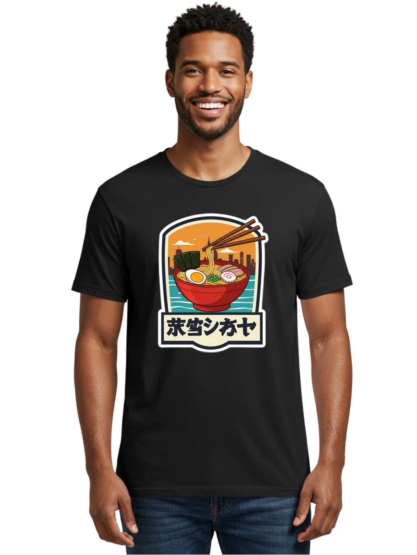 Ramen-7 Men'S Graphic Tee, 100% Cotton, Comfortable Casual Summer Wear, Machine Washable, Steaming Bowl Of Ramen, Japanese Noodles, Savory Broth, Egg, Pork Slices, Seaweed, Chopsticks, Cityscape, ?????? Bae704 18