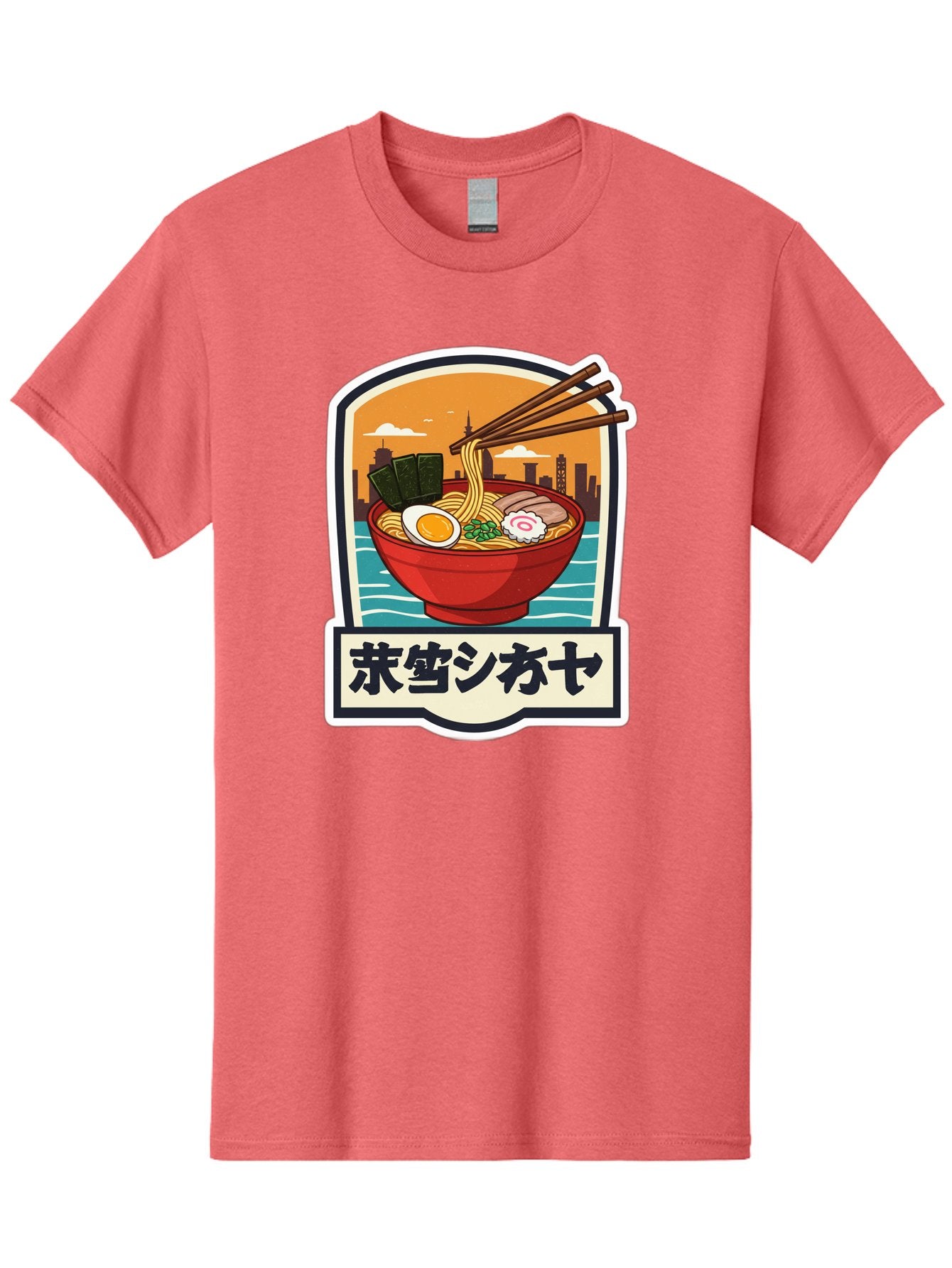 Ramen-7 Men'S Graphic Tee, 100% Cotton, Comfortable Casual Summer Wear, Machine Washable, Steaming Bowl Of Ramen, Japanese Noodles, Savory Broth, Egg, Pork Slices, Seaweed, Chopsticks, Cityscape, ?????? Bae704 10