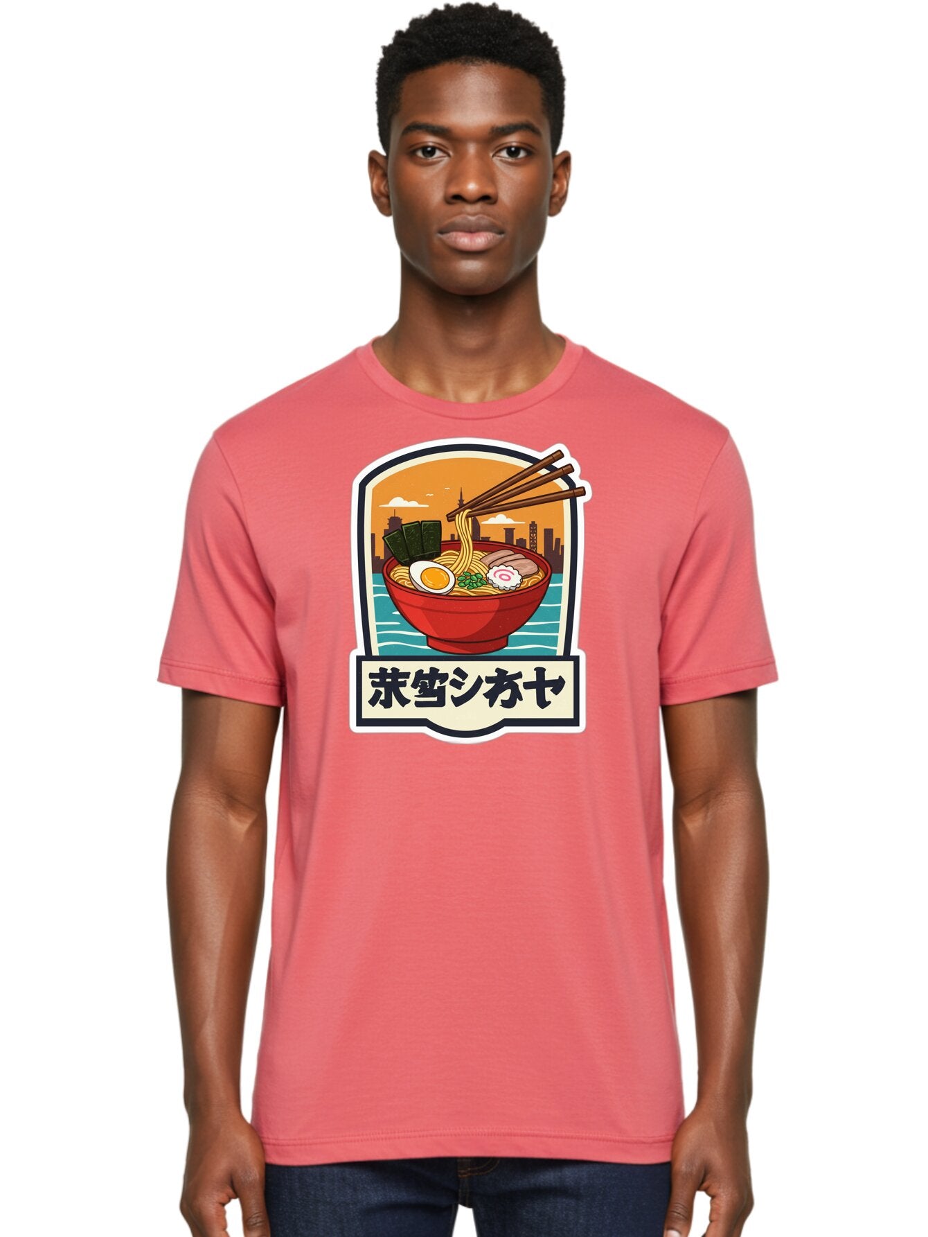 Ramen-7 Men'S Graphic Tee, 100% Cotton, Comfortable Casual Summer Wear, Machine Washable, Steaming Bowl Of Ramen, Japanese Noodles, Savory Broth, Egg, Pork Slices, Seaweed, Chopsticks, Cityscape, ?????? Bae704 17