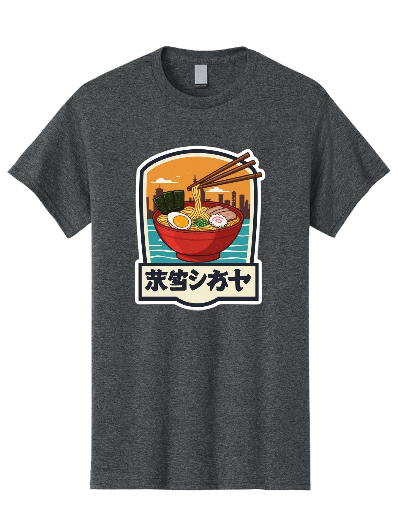 Ramen-7 Men'S Graphic Tee, 100% Cotton, Comfortable Casual Summer Wear, Machine Washable, Steaming Bowl Of Ramen, Japanese Noodles, Savory Broth, Egg, Pork Slices, Seaweed, Chopsticks, Cityscape, ?????? Bae704