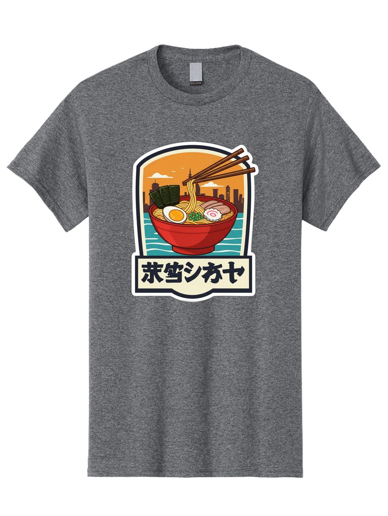 Ramen-7 Men'S Graphic Tee, 100% Cotton, Comfortable Casual Summer Wear, Machine Washable, Steaming Bowl Of Ramen, Japanese Noodles, Savory Broth, Egg, Pork Slices, Seaweed, Chopsticks, Cityscape, ?????? Bae704 3