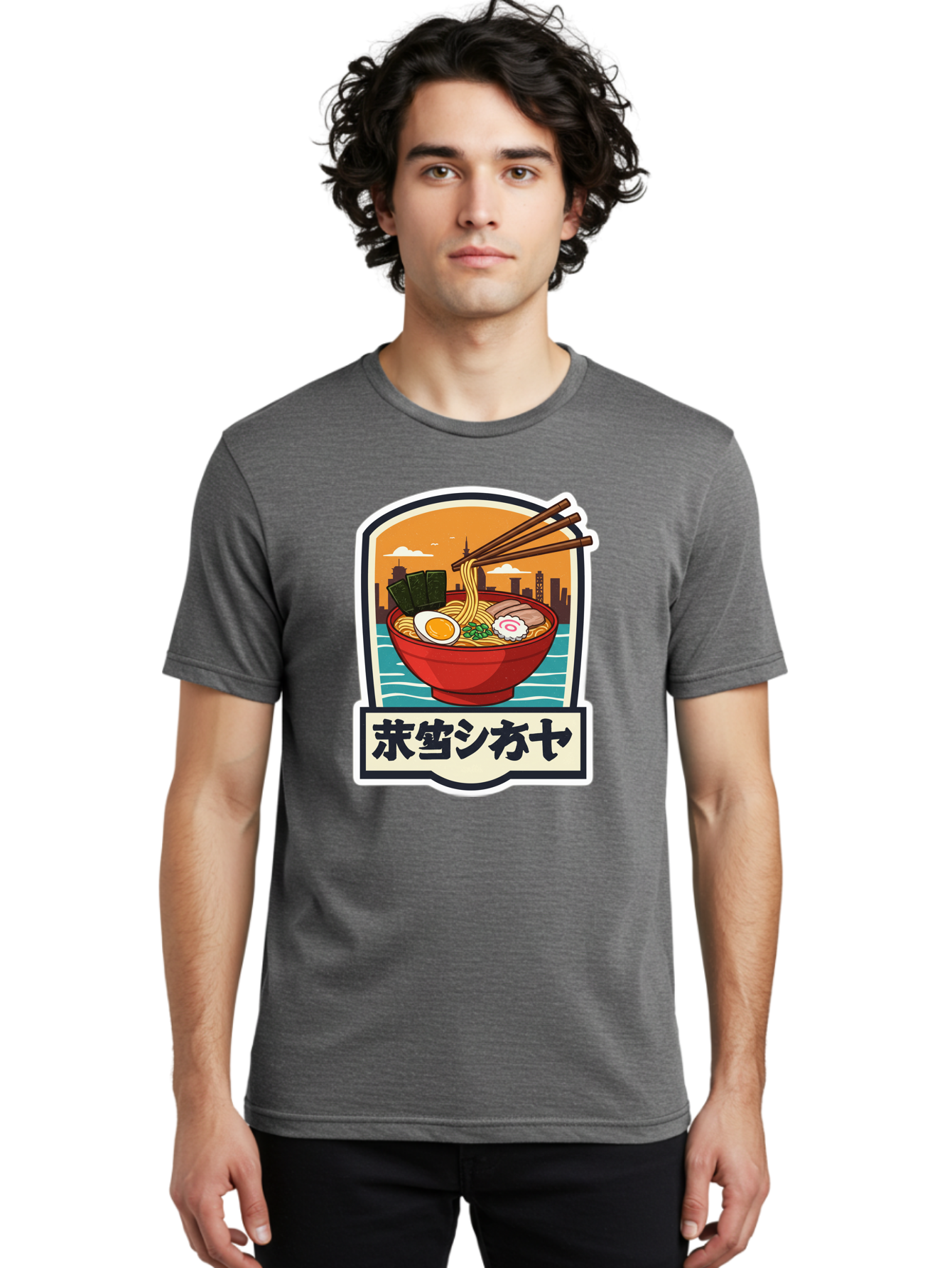 Ramen-7 Men'S Graphic Tee, 100% Cotton, Comfortable Casual Summer Wear, Machine Washable, Steaming Bowl Of Ramen, Japanese Noodles, Savory Broth, Egg, Pork Slices, Seaweed, Chopsticks, Cityscape, ?????? Bae704 24