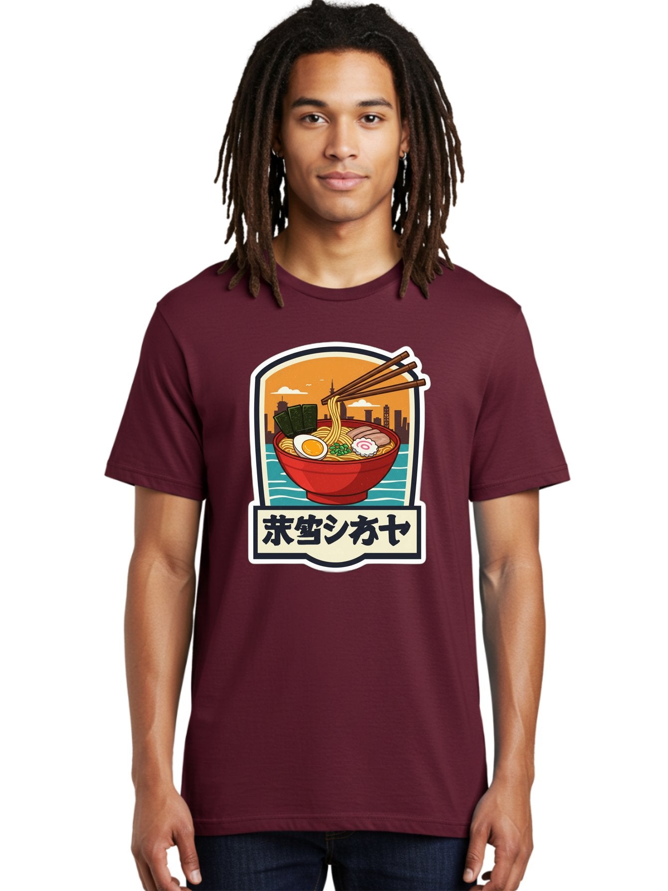 Ramen-7 Men'S Graphic Tee, 100% Cotton, Comfortable Casual Summer Wear, Machine Washable, Steaming Bowl Of Ramen, Japanese Noodles, Savory Broth, Egg, Pork Slices, Seaweed, Chopsticks, Cityscape, ?????? Bae704 27