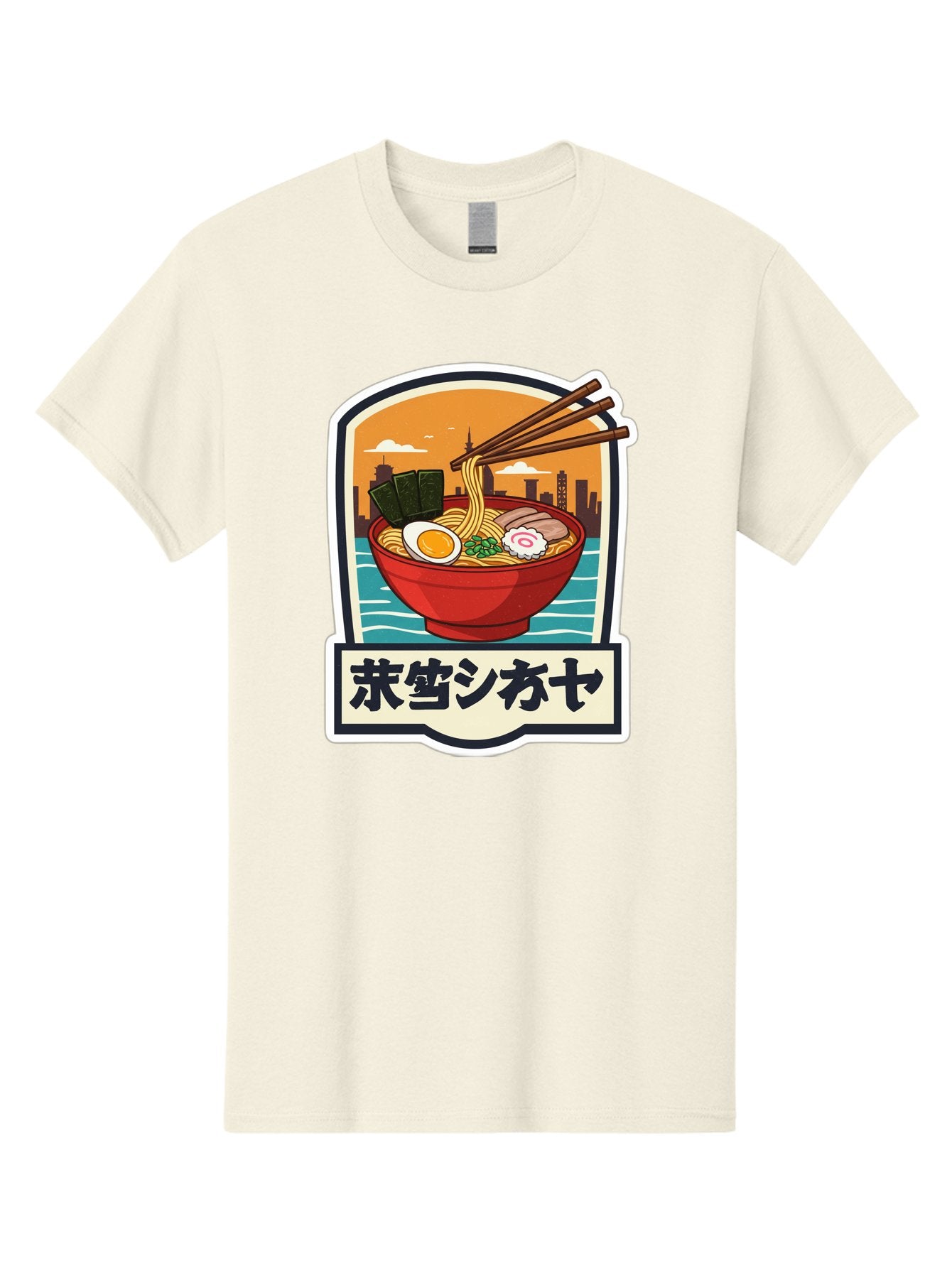 Ramen-7 Men'S Graphic Tee, 100% Cotton, Comfortable Casual Summer Wear, Machine Washable, Steaming Bowl Of Ramen, Japanese Noodles, Savory Broth, Egg, Pork Slices, Seaweed, Chopsticks, Cityscape, ?????? Bae704 6