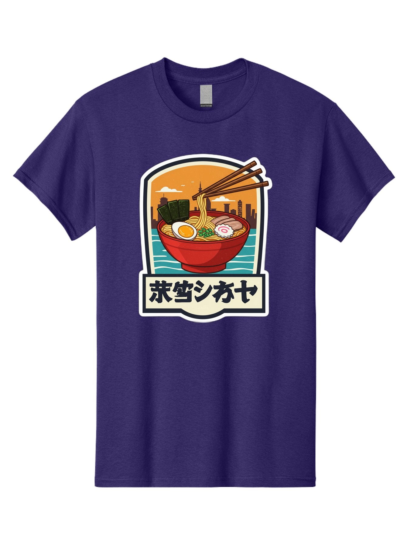 Ramen-7 Men'S Graphic Tee, 100% Cotton, Comfortable Casual Summer Wear, Machine Washable, Steaming Bowl Of Ramen, Japanese Noodles, Savory Broth, Egg, Pork Slices, Seaweed, Chopsticks, Cityscape, ?????? Bae704 5