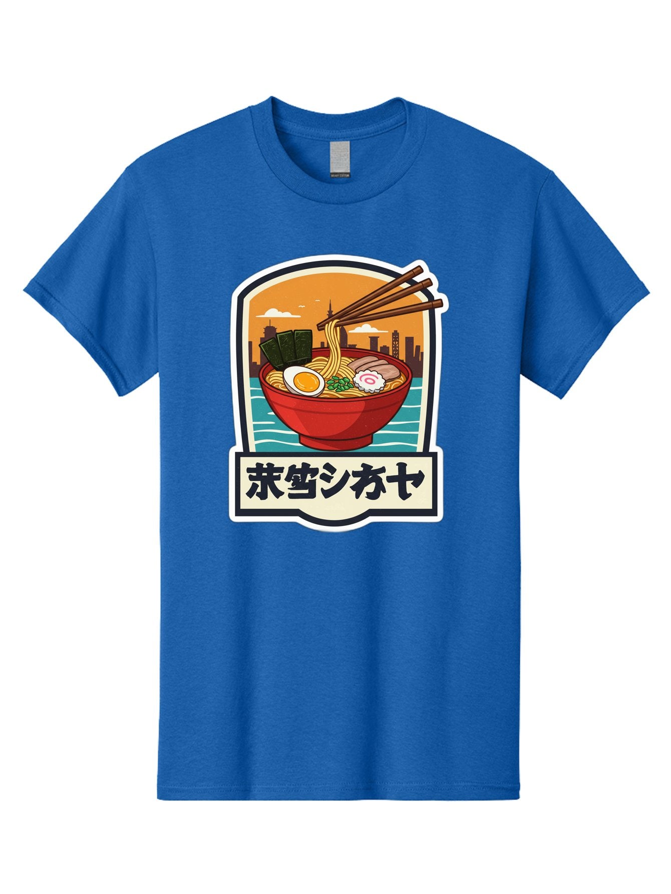 Ramen-7 Men'S Graphic Tee, 100% Cotton, Comfortable Casual Summer Wear, Machine Washable, Steaming Bowl Of Ramen, Japanese Noodles, Savory Broth, Egg, Pork Slices, Seaweed, Chopsticks, Cityscape, ?????? Bae704 15