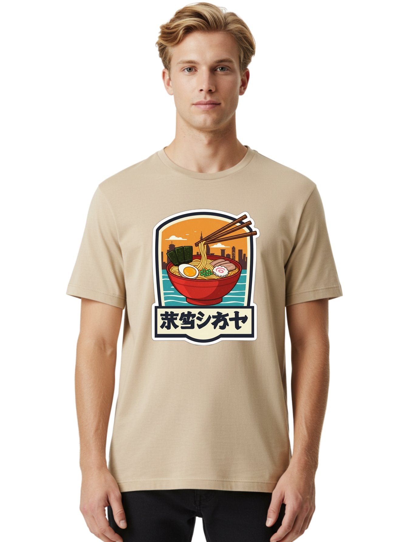 Ramen-7 Men'S Graphic Tee, 100% Cotton, Comfortable Casual Summer Wear, Machine Washable, Steaming Bowl Of Ramen, Japanese Noodles, Savory Broth, Egg, Pork Slices, Seaweed, Chopsticks, Cityscape, ?????? Bae704 19